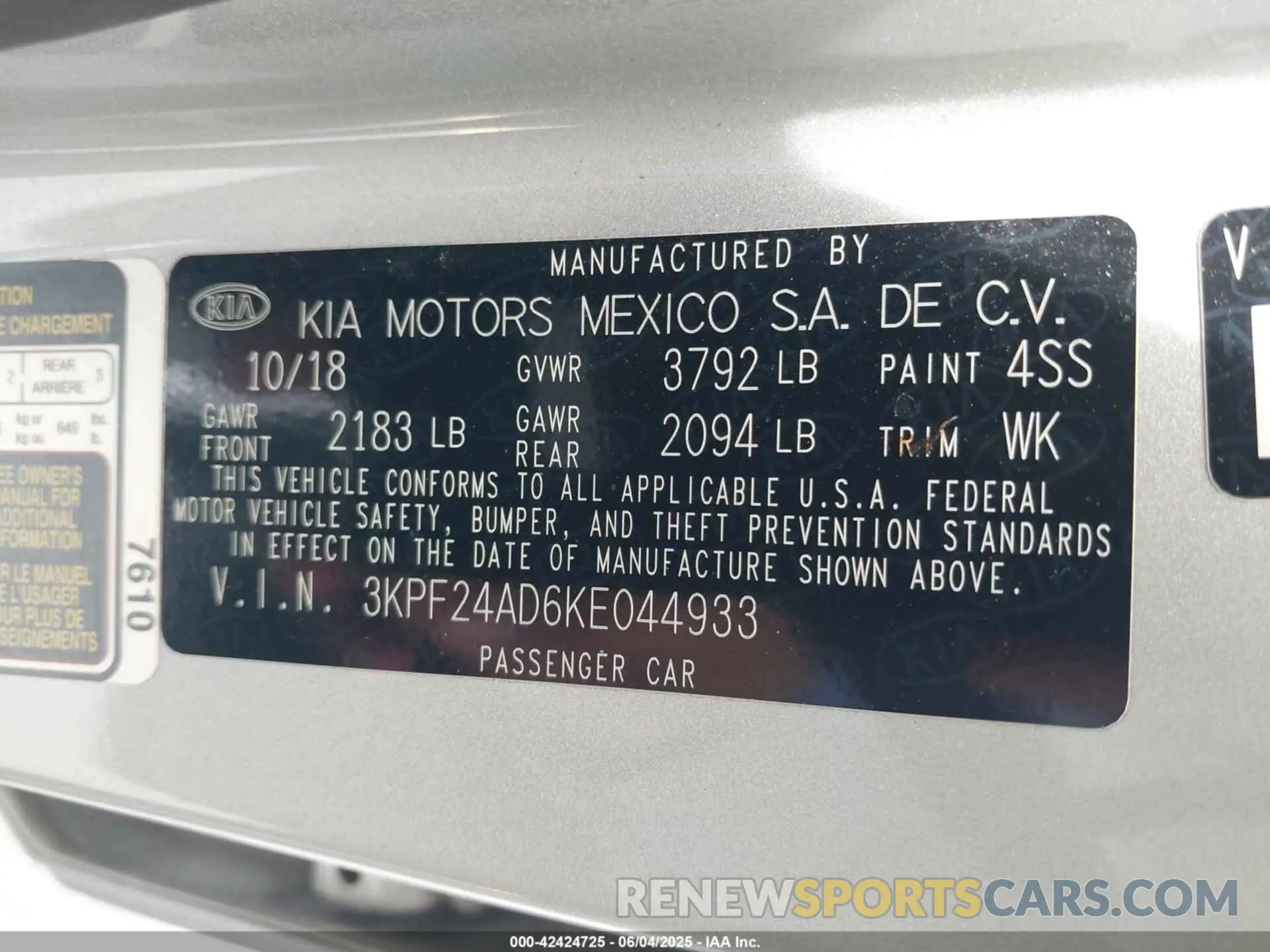 9 Photograph of a damaged car 3KPF24AD6KE044933 KIA FORTE 2019