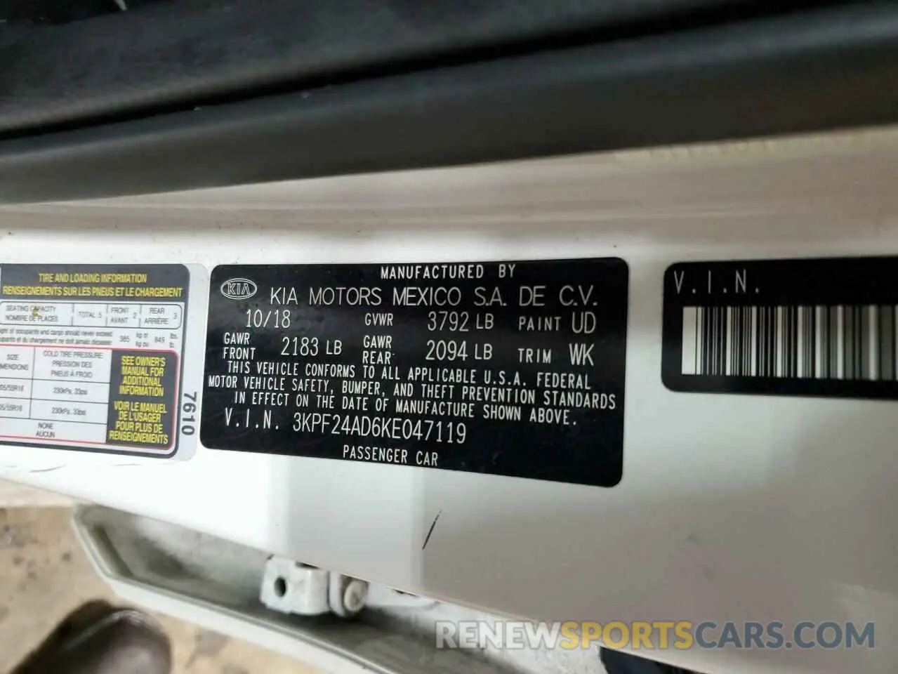 14 Photograph of a damaged car 3KPF24AD6KE047119 KIA FORTE 2019