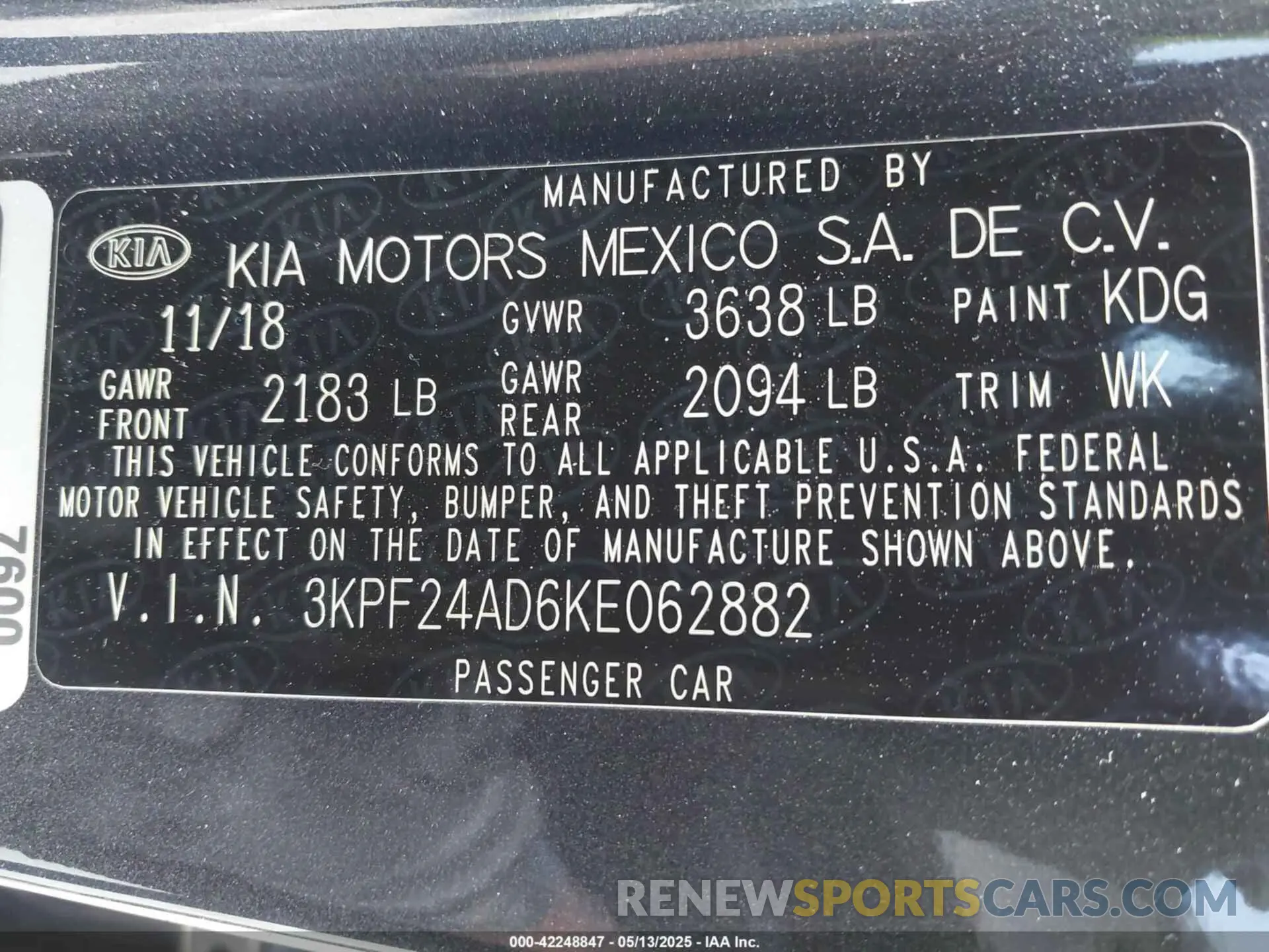 9 Photograph of a damaged car 3KPF24AD6KE062882 KIA FORTE 2019