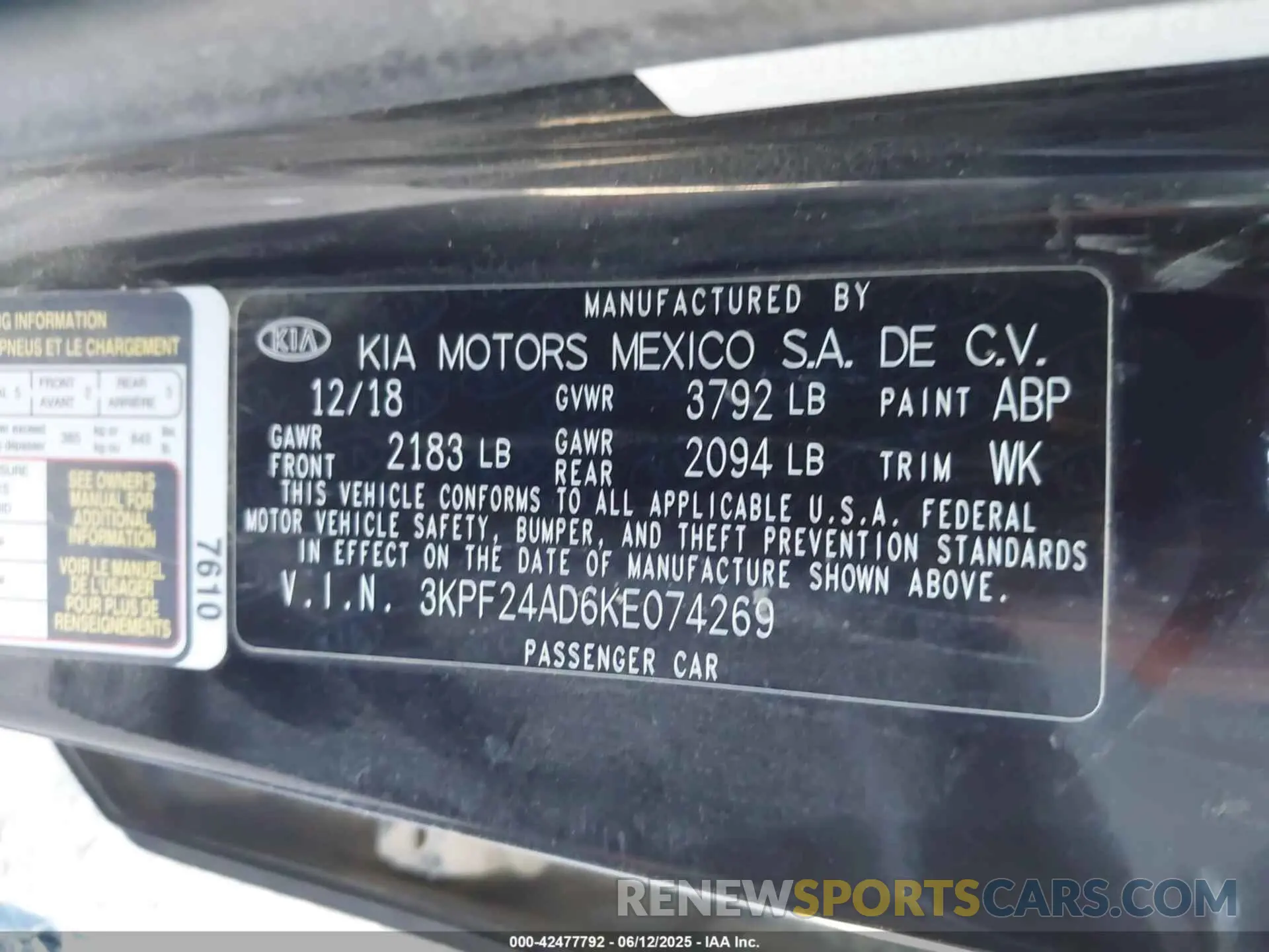 9 Photograph of a damaged car 3KPF24AD6KE074269 KIA FORTE 2019