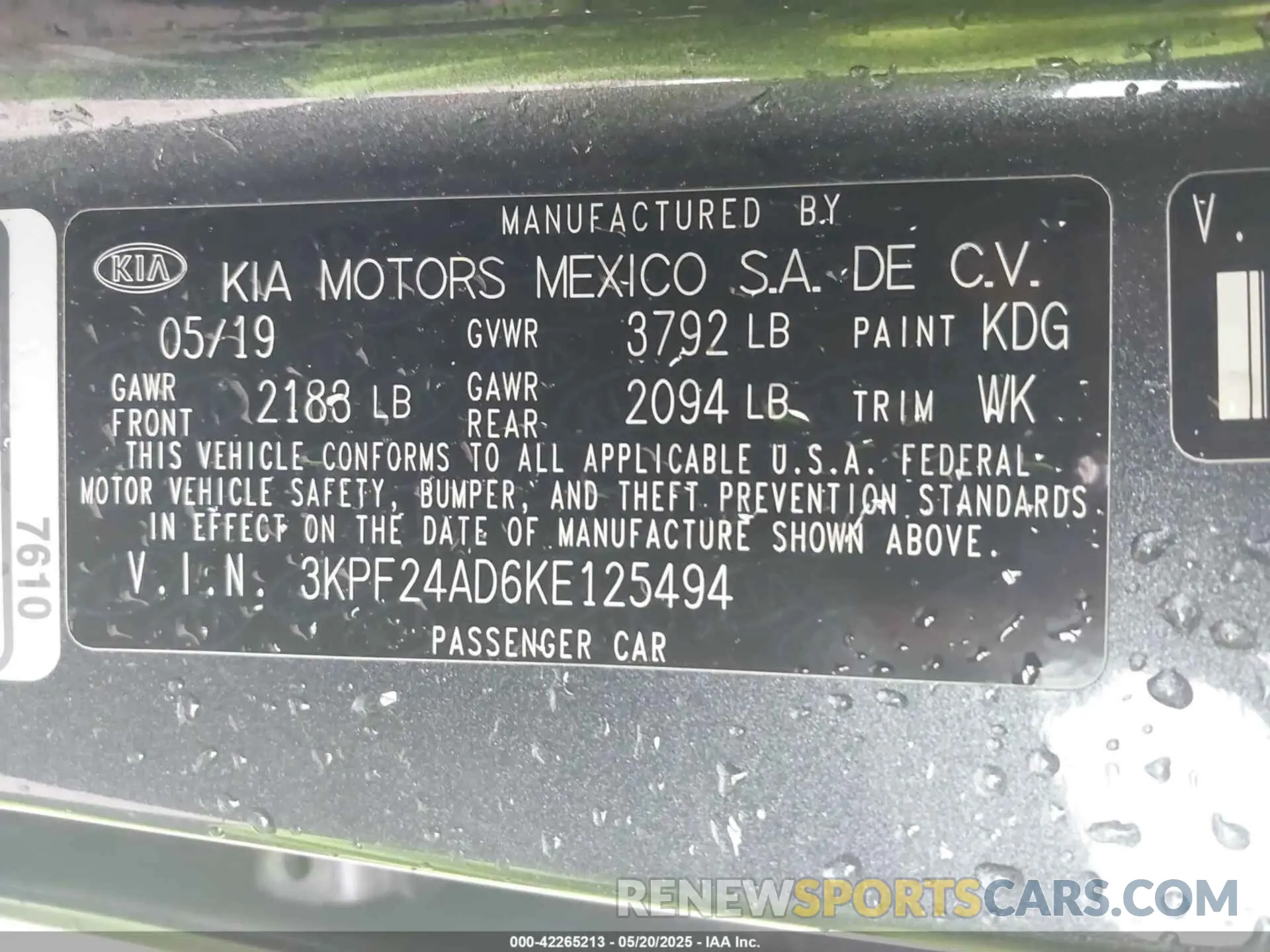 9 Photograph of a damaged car 3KPF24AD6KE125494 KIA FORTE 2019