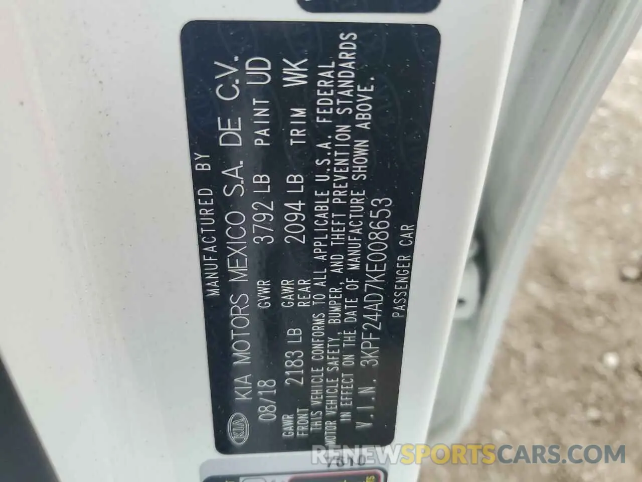 12 Photograph of a damaged car 3KPF24AD7KE008653 KIA FORTE 2019