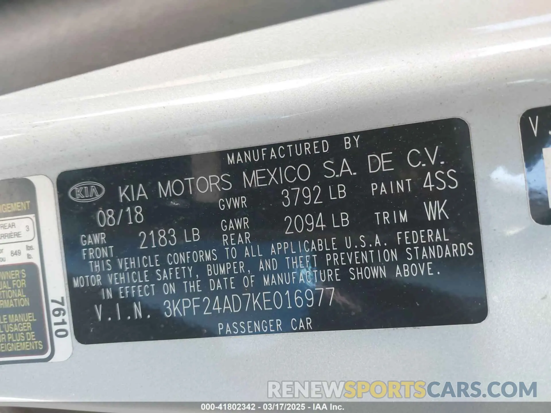 9 Photograph of a damaged car 3KPF24AD7KE016977 KIA FORTE 2019
