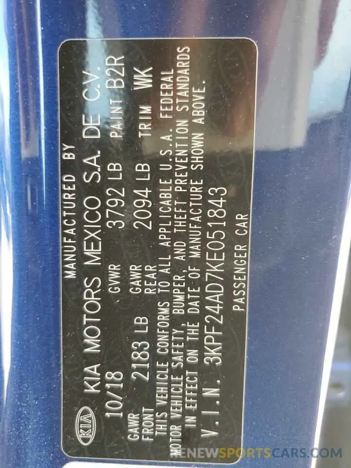 15 Photograph of a damaged car 3KPF24AD7KE051843 KIA FORTE 2019