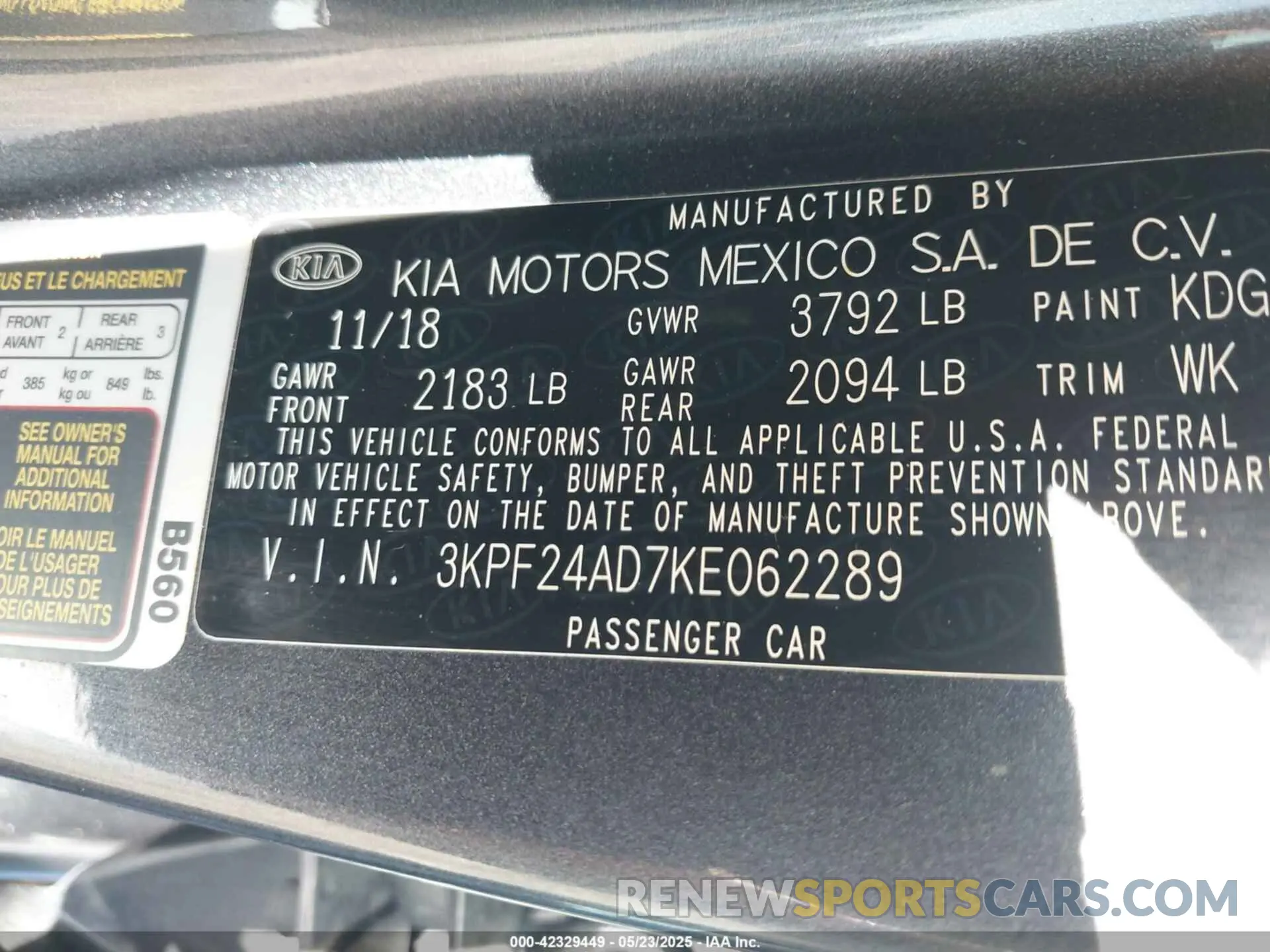 9 Photograph of a damaged car 3KPF24AD7KE062289 KIA FORTE 2019