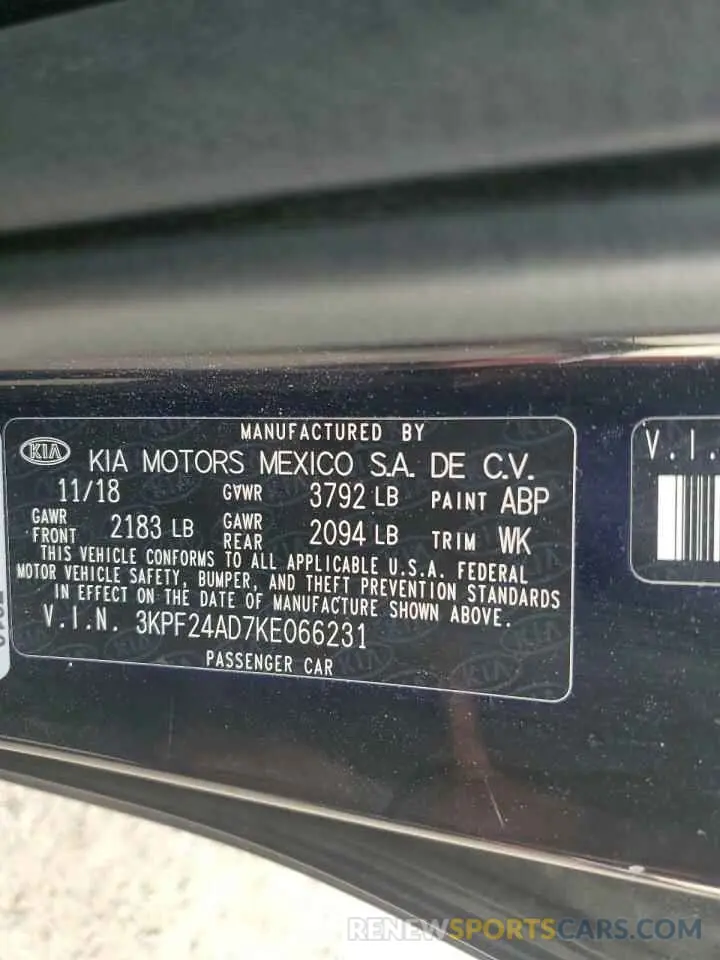 13 Photograph of a damaged car 3KPF24AD7KE066231 KIA FORTE 2019