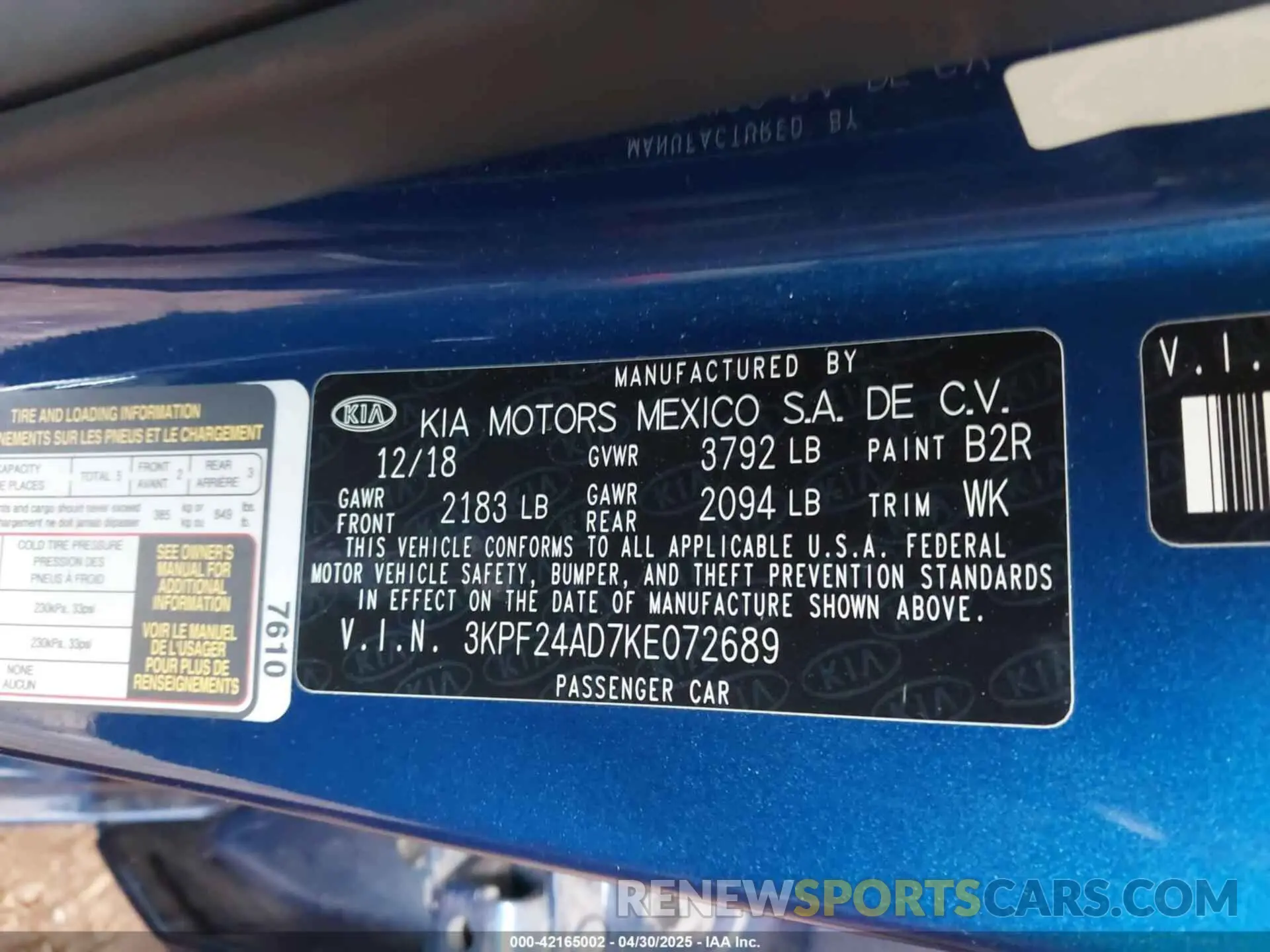 9 Photograph of a damaged car 3KPF24AD7KE072689 KIA FORTE 2019