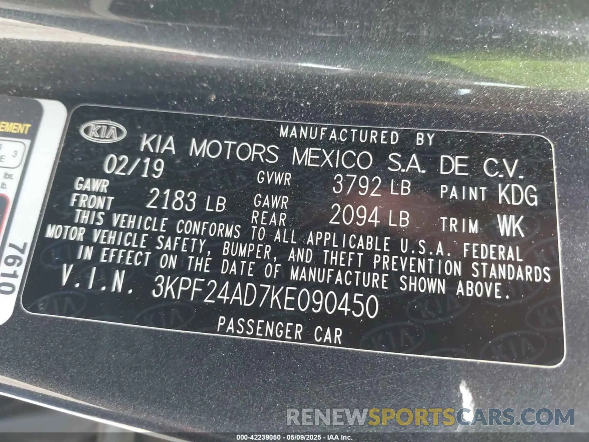 9 Photograph of a damaged car 3KPF24AD7KE090450 KIA FORTE 2019