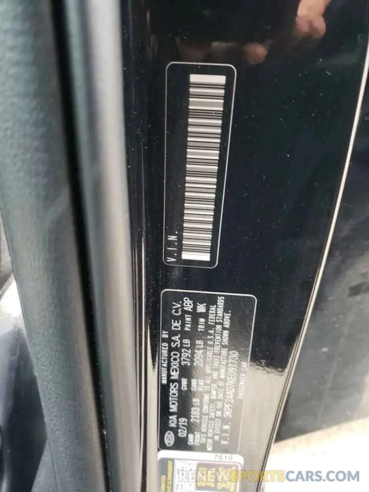 12 Photograph of a damaged car 3KPF24AD7KE091730 KIA FORTE 2019