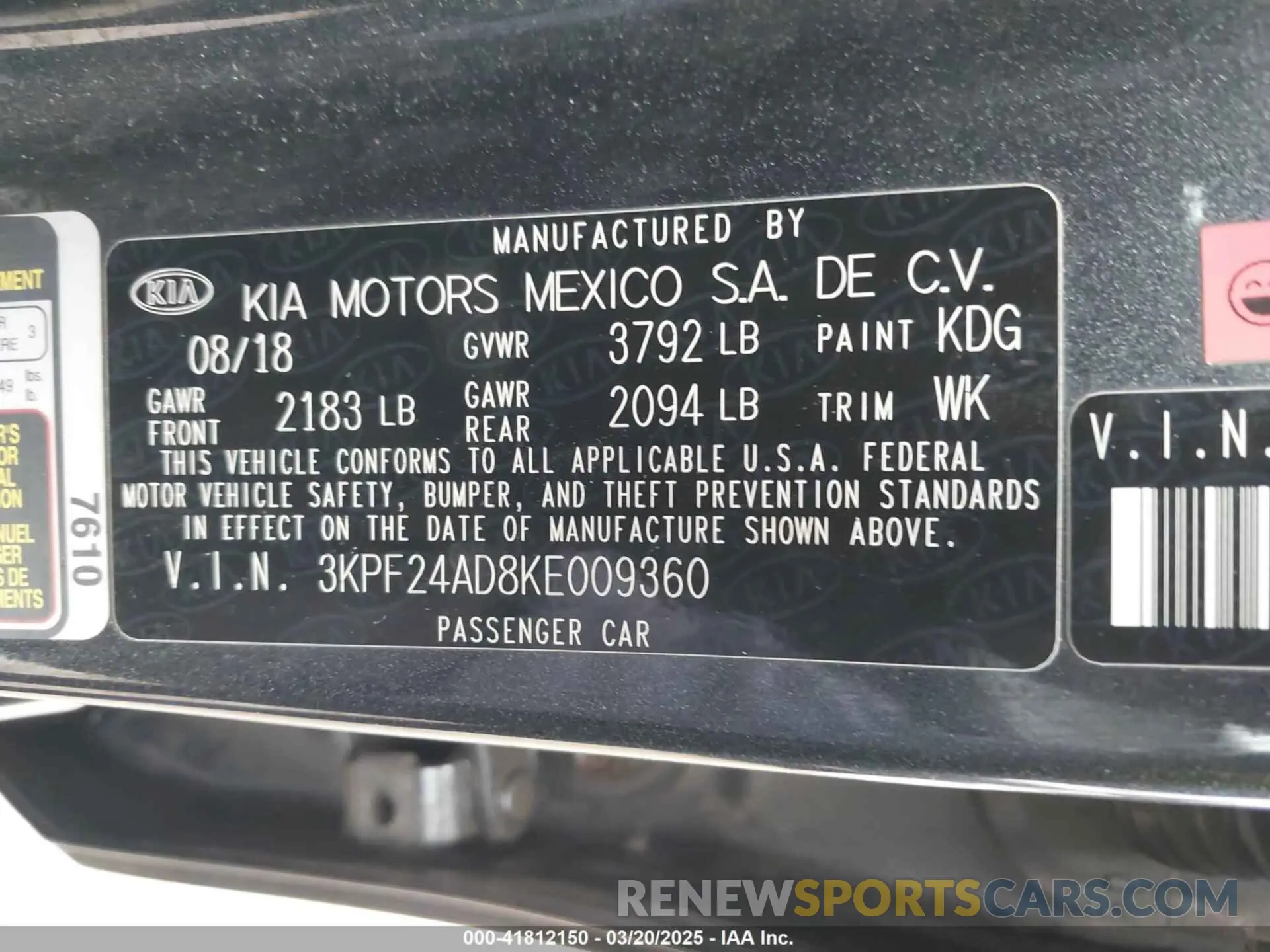 9 Photograph of a damaged car 3KPF24AD8KE009360 KIA FORTE 2019