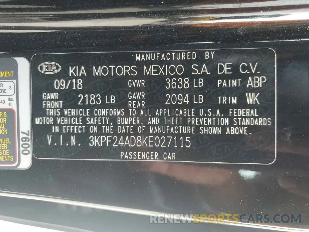 12 Photograph of a damaged car 3KPF24AD8KE027115 KIA FORTE 2019