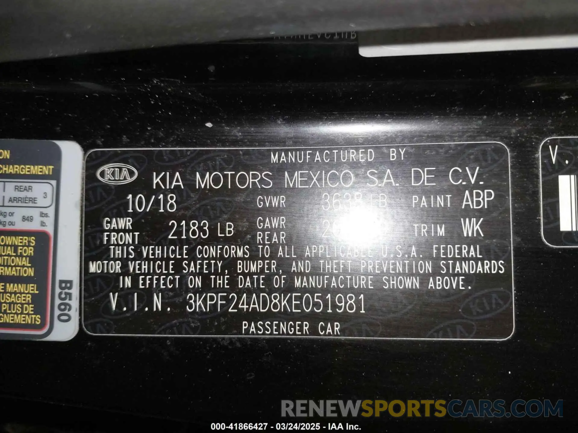 9 Photograph of a damaged car 3KPF24AD8KE051981 KIA FORTE 2019