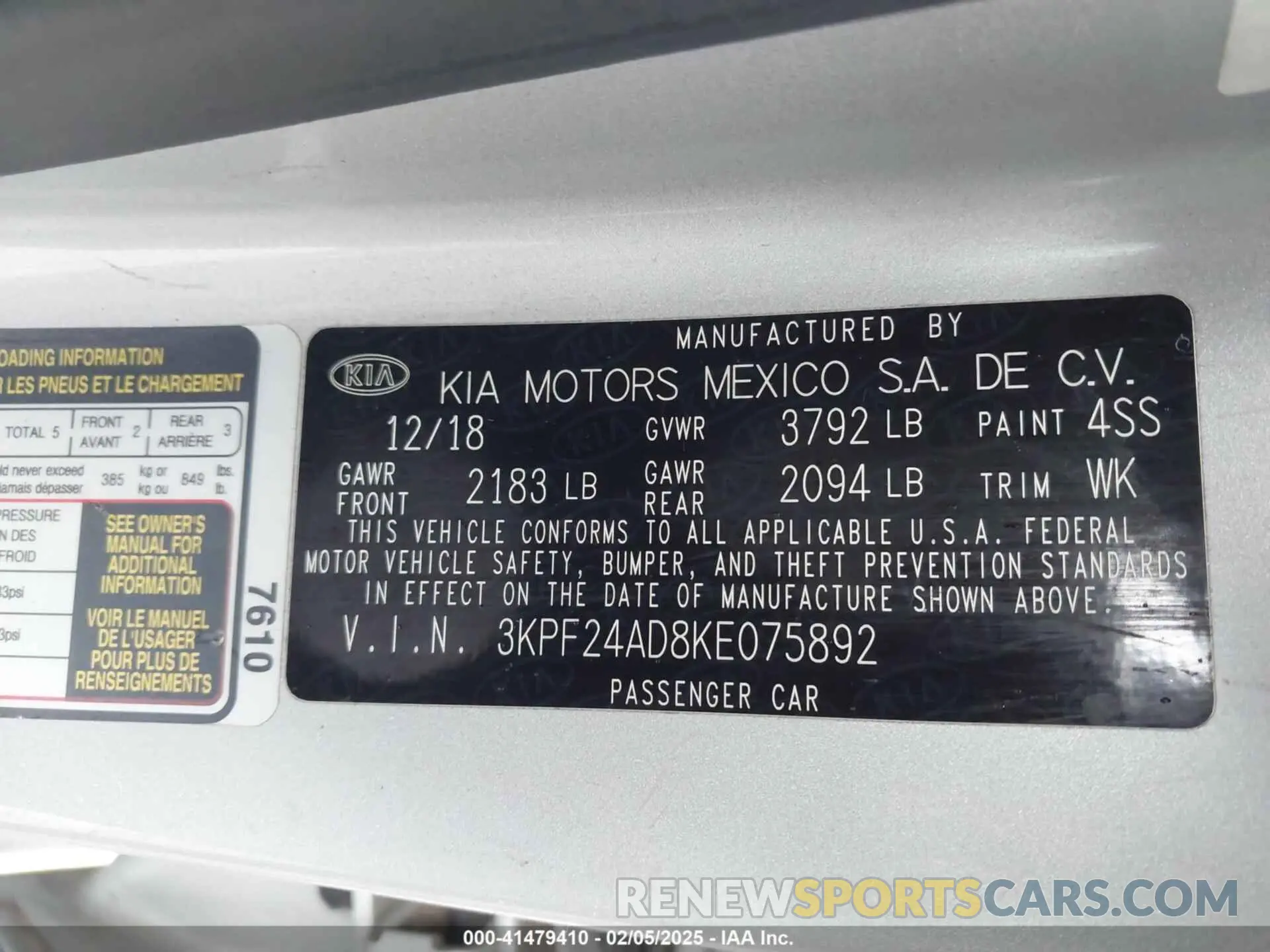 9 Photograph of a damaged car 3KPF24AD8KE075892 KIA FORTE 2019