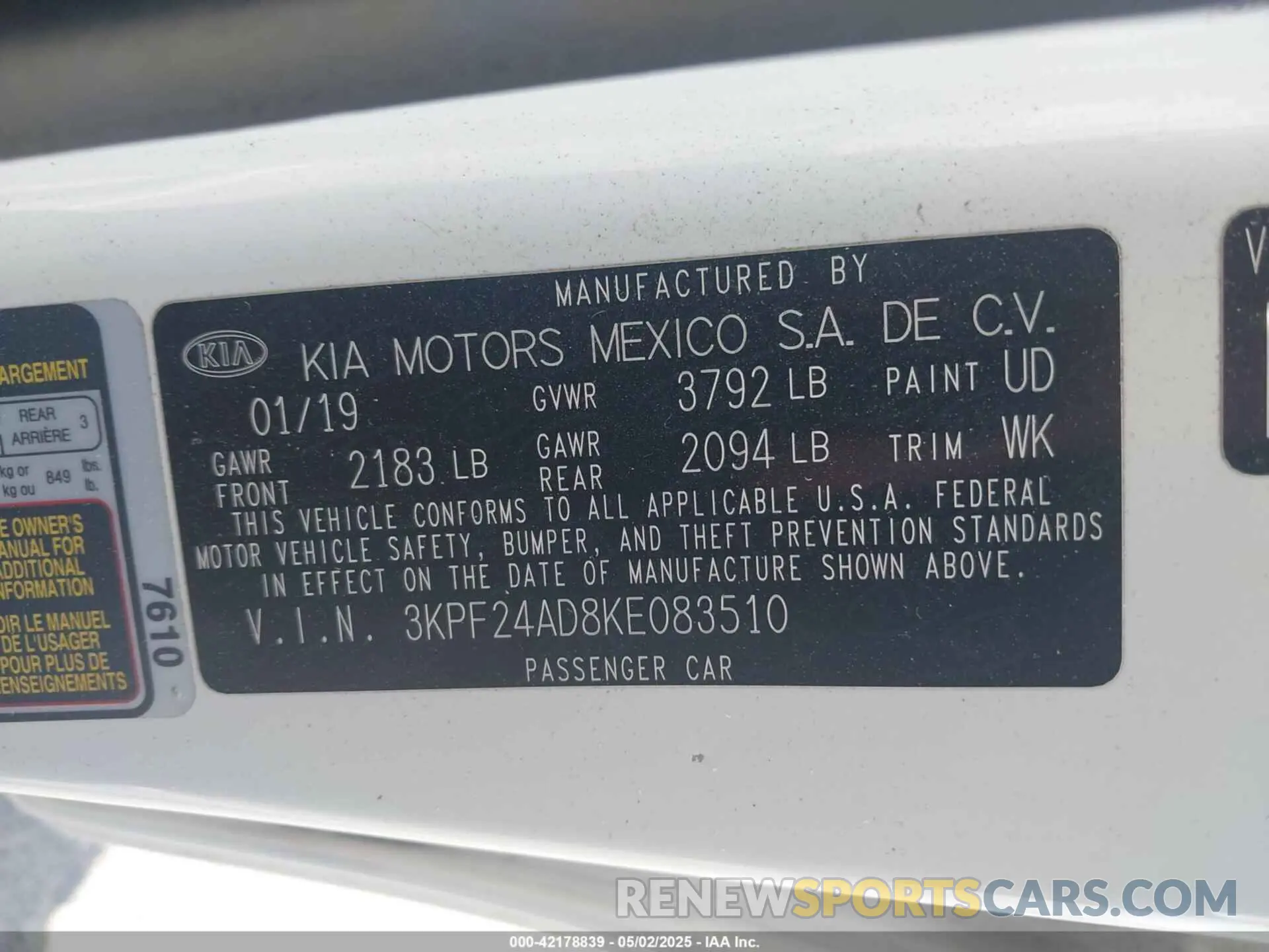 9 Photograph of a damaged car 3KPF24AD8KE083510 KIA FORTE 2019