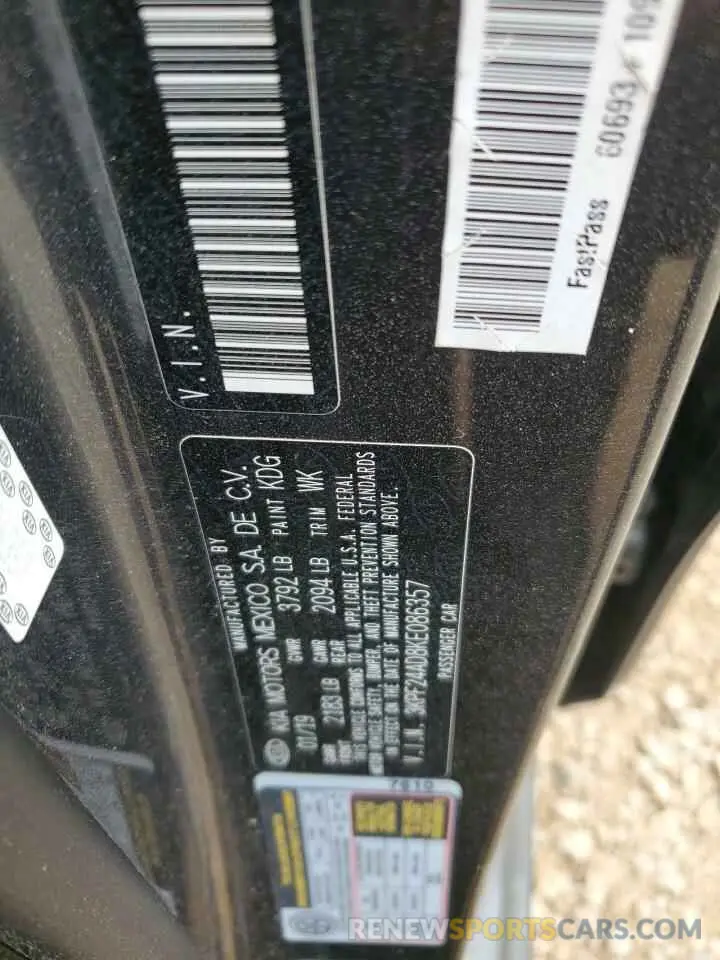12 Photograph of a damaged car 3KPF24AD8KE086357 KIA FORTE 2019