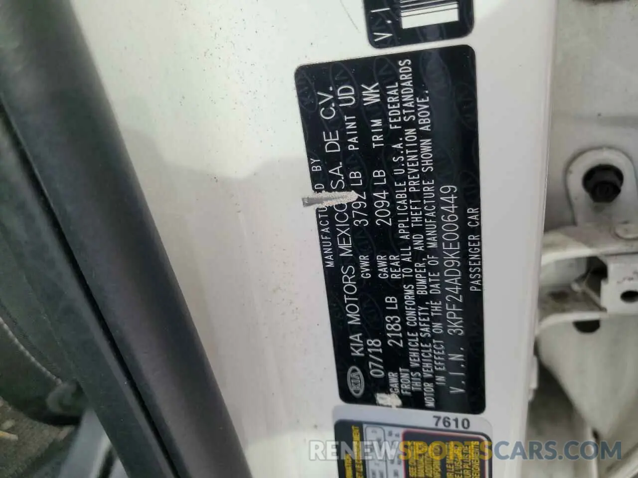 12 Photograph of a damaged car 3KPF24AD9KE006449 KIA FORTE 2019