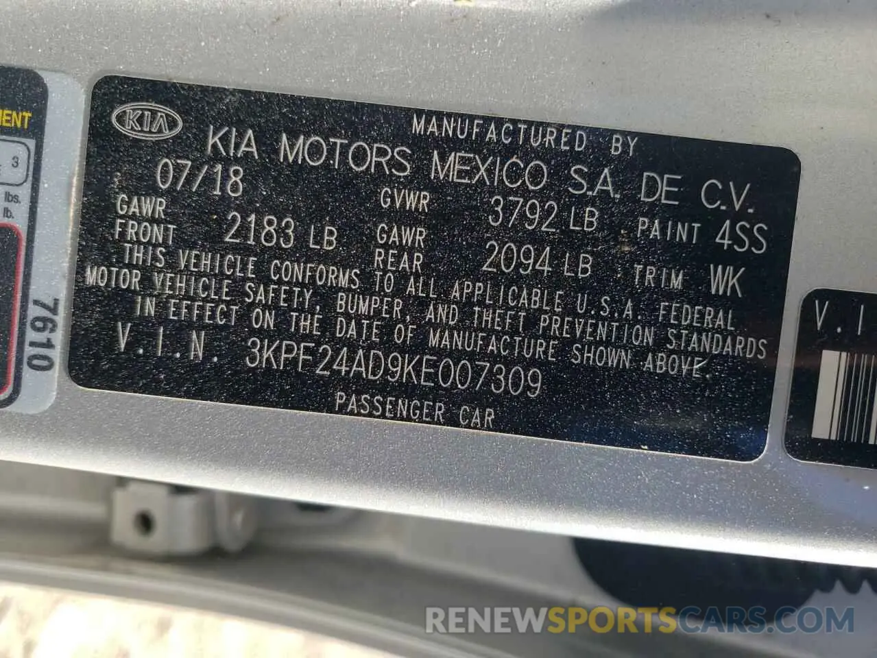 15 Photograph of a damaged car 3KPF24AD9KE007309 KIA FORTE 2019