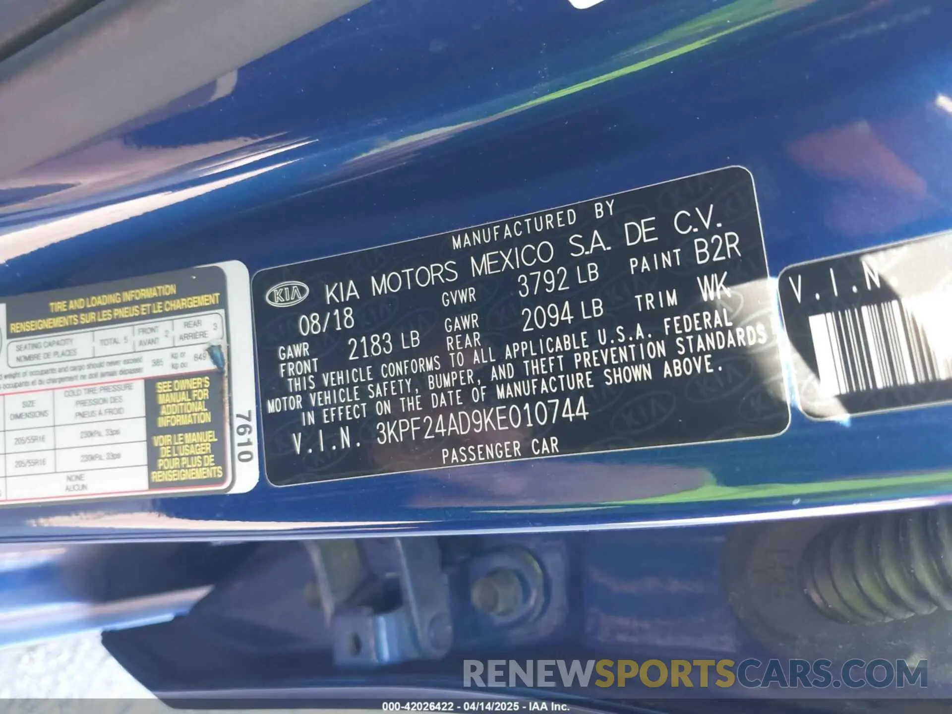 9 Photograph of a damaged car 3KPF24AD9KE010744 KIA FORTE 2019
