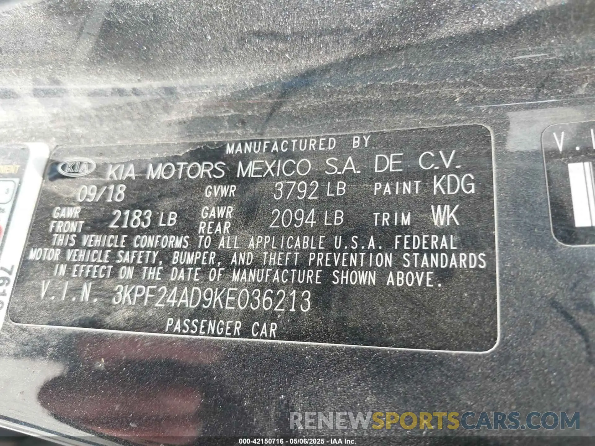 9 Photograph of a damaged car 3KPF24AD9KE036213 KIA FORTE 2019