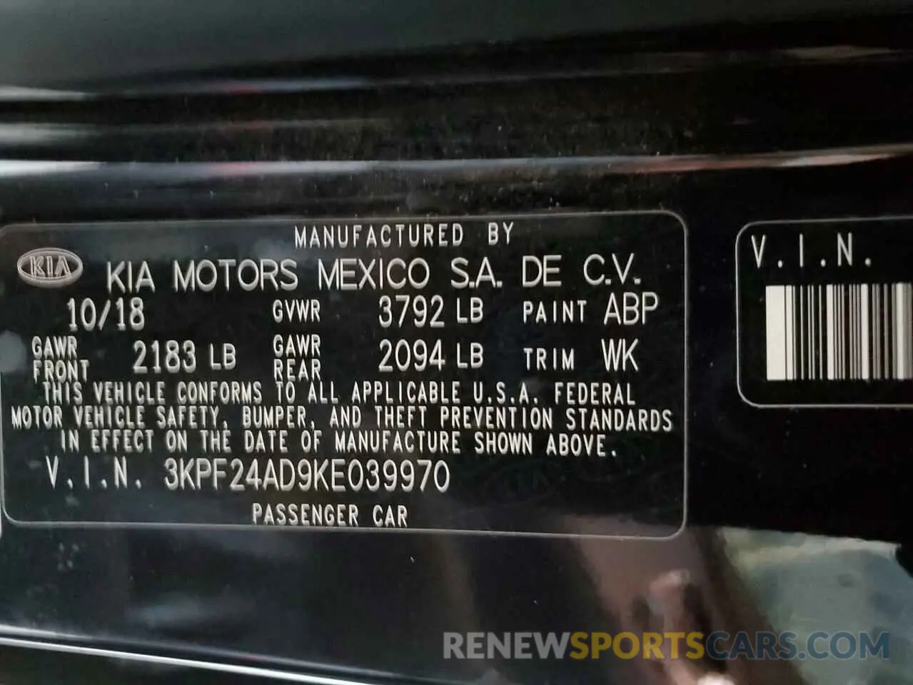 12 Photograph of a damaged car 3KPF24AD9KE039970 KIA FORTE 2019