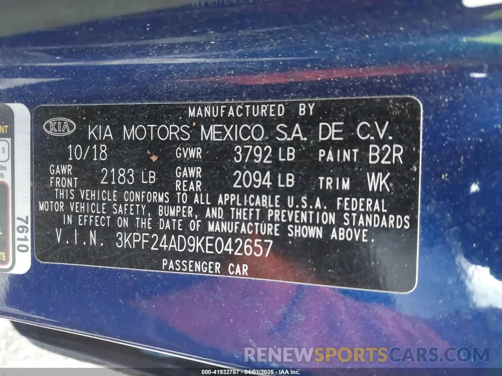 9 Photograph of a damaged car 3KPF24AD9KE042657 KIA FORTE 2019