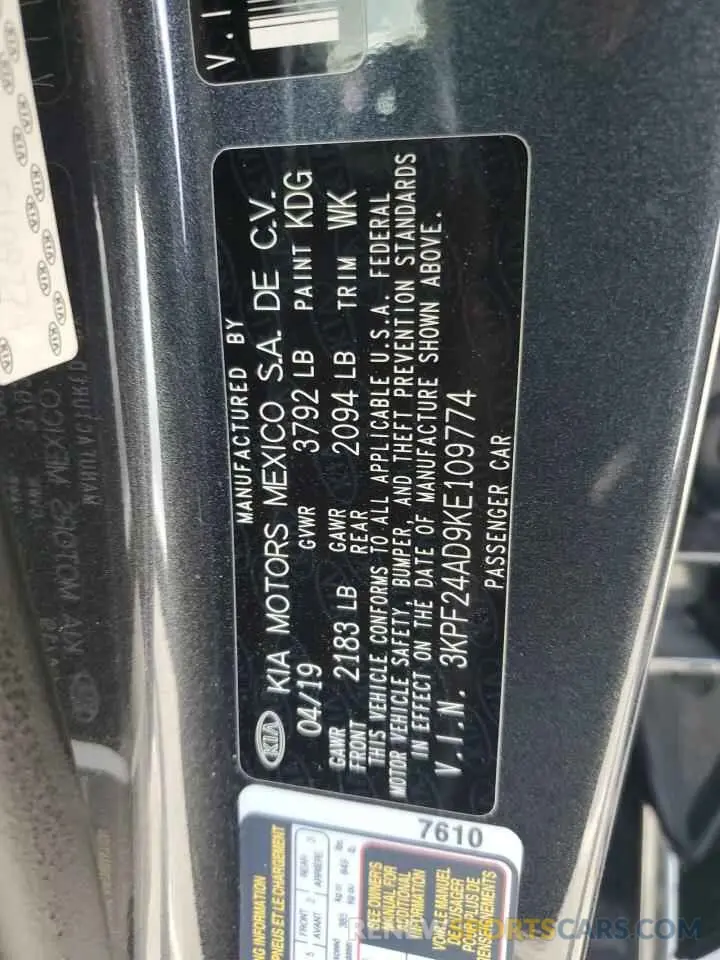 13 Photograph of a damaged car 3KPF24AD9KE109774 KIA FORTE 2019