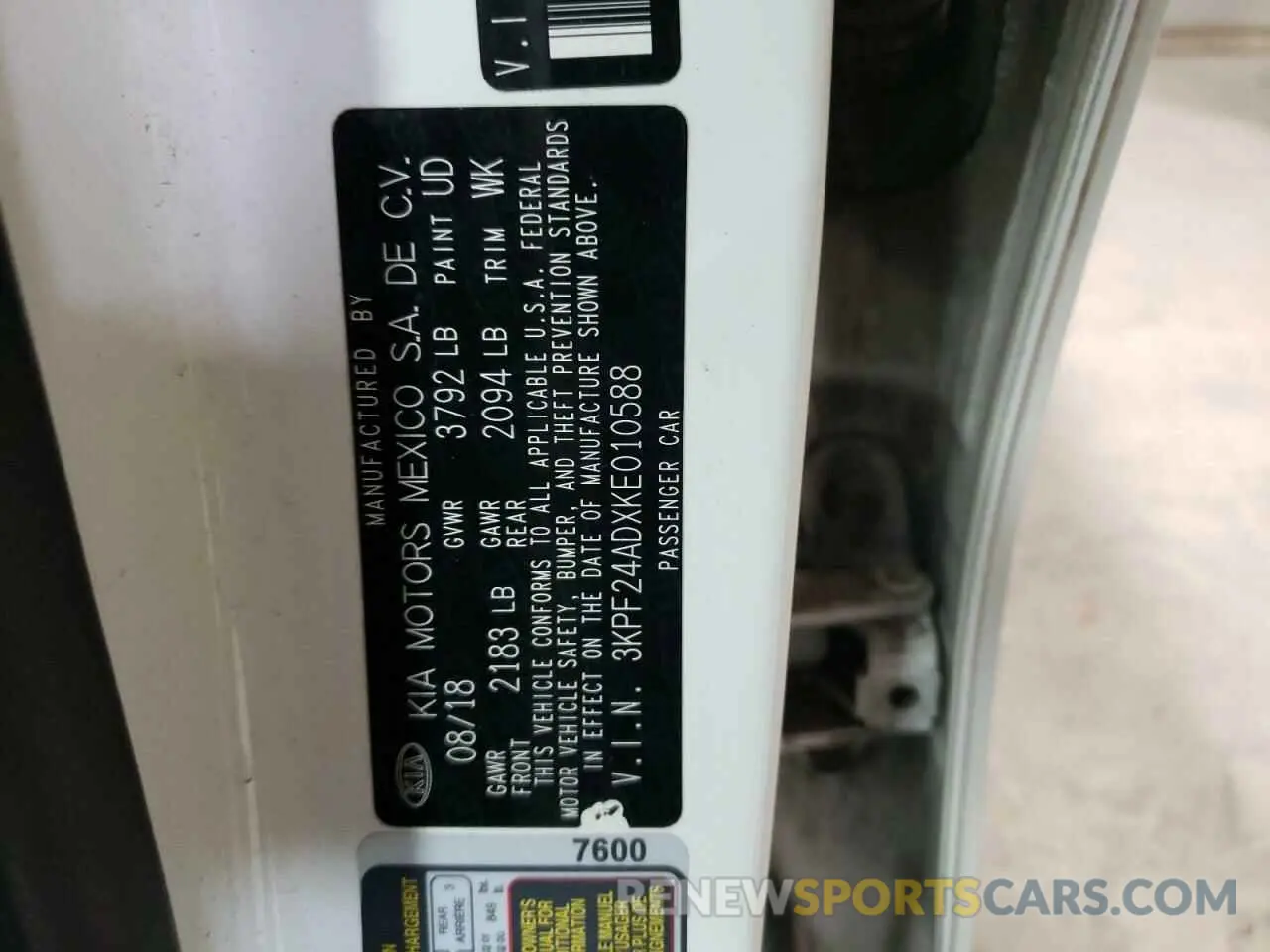 13 Photograph of a damaged car 3KPF24ADXKE010588 KIA FORTE 2019