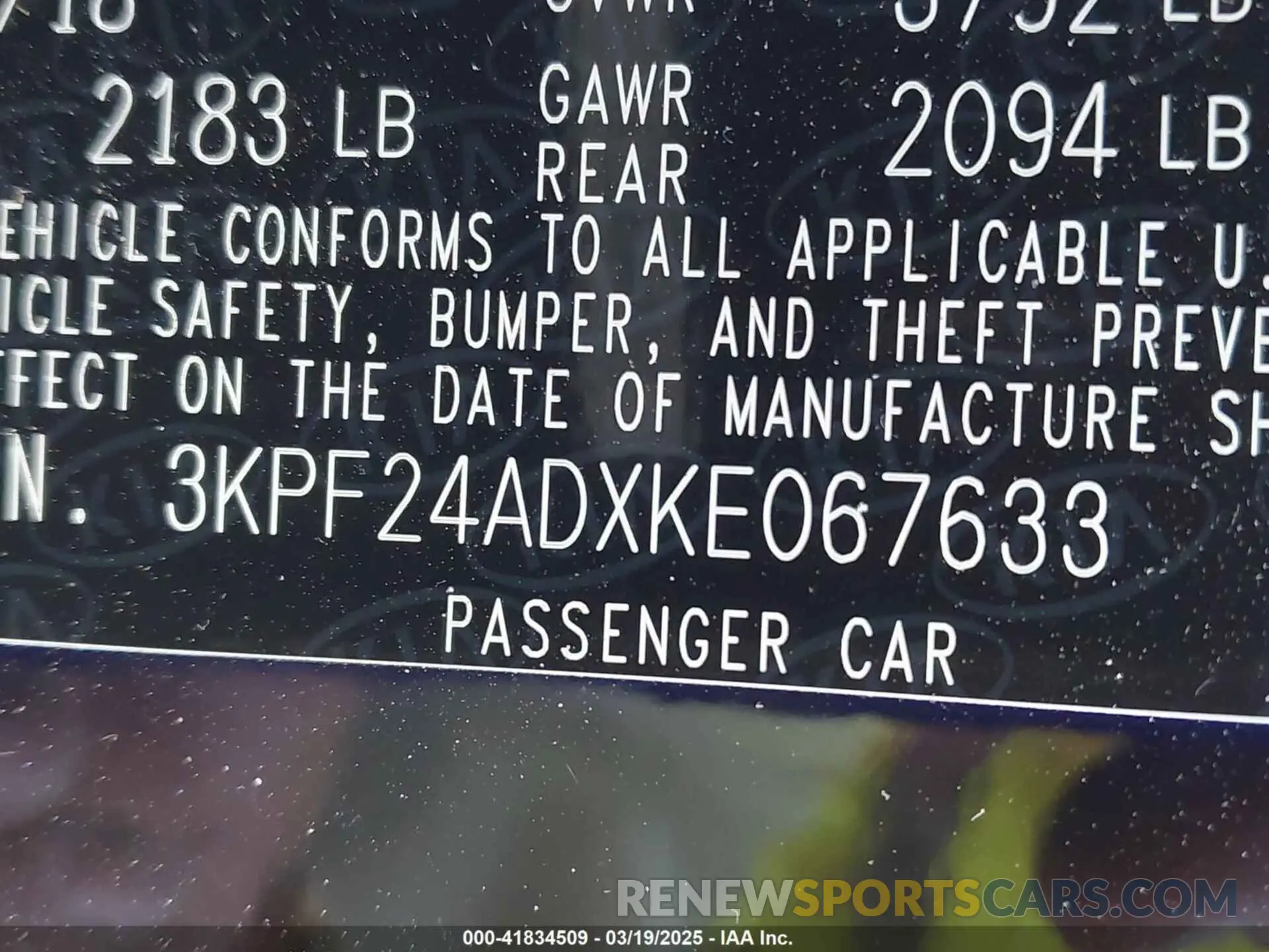 9 Photograph of a damaged car 3KPF24ADXKE067633 KIA FORTE 2019