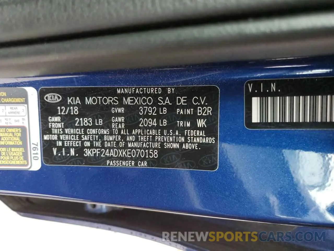 14 Photograph of a damaged car 3KPF24ADXKE070158 KIA FORTE 2019