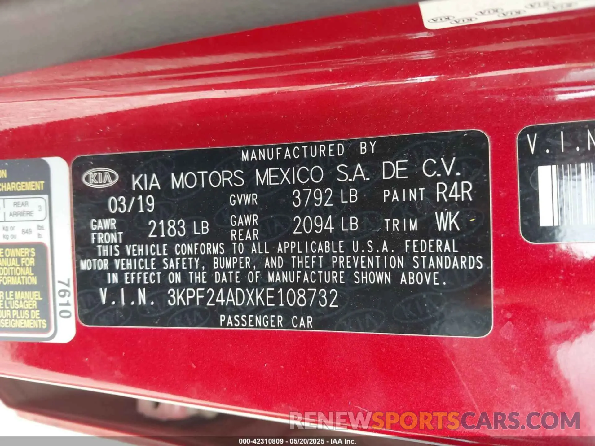 9 Photograph of a damaged car 3KPF24ADXKE108732 KIA FORTE 2019