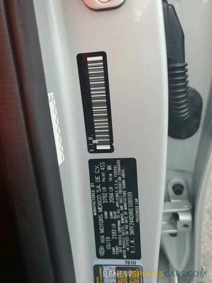 12 Photograph of a damaged car 3KPF24ADXKE108939 KIA FORTE 2019
