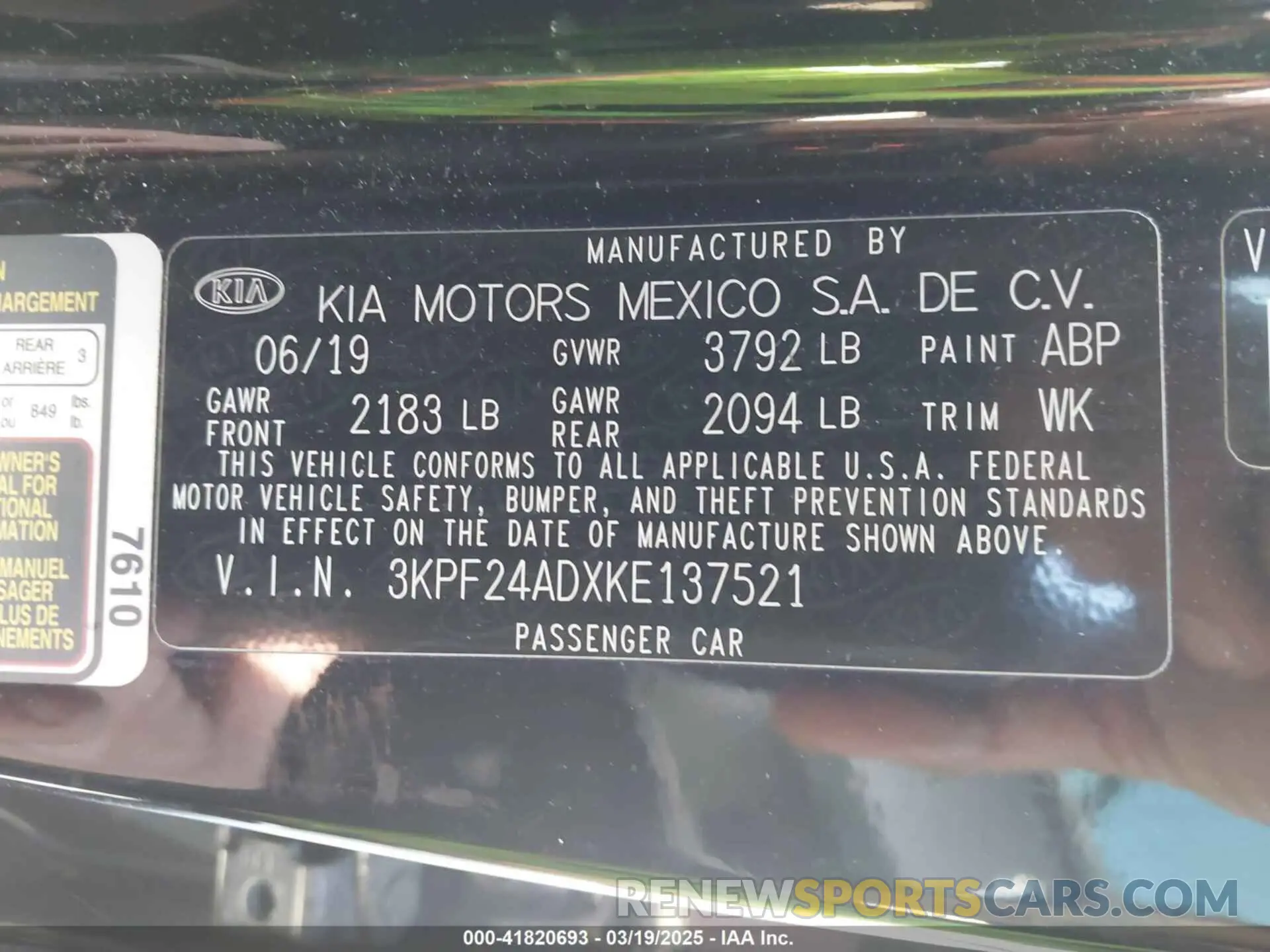 9 Photograph of a damaged car 3KPF24ADXKE137521 KIA FORTE 2019