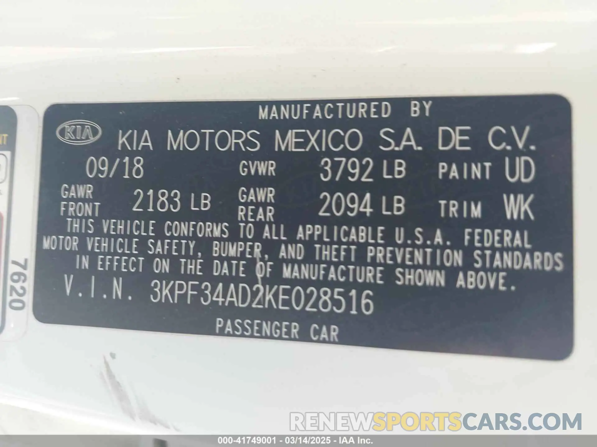 9 Photograph of a damaged car 3KPF34AD2KE028516 KIA FORTE 2019