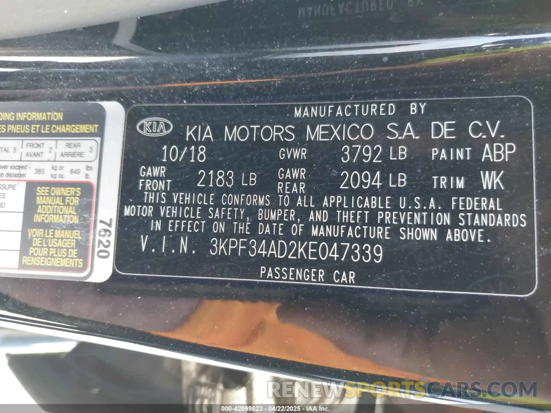 9 Photograph of a damaged car 3KPF34AD2KE047339 KIA FORTE 2019
