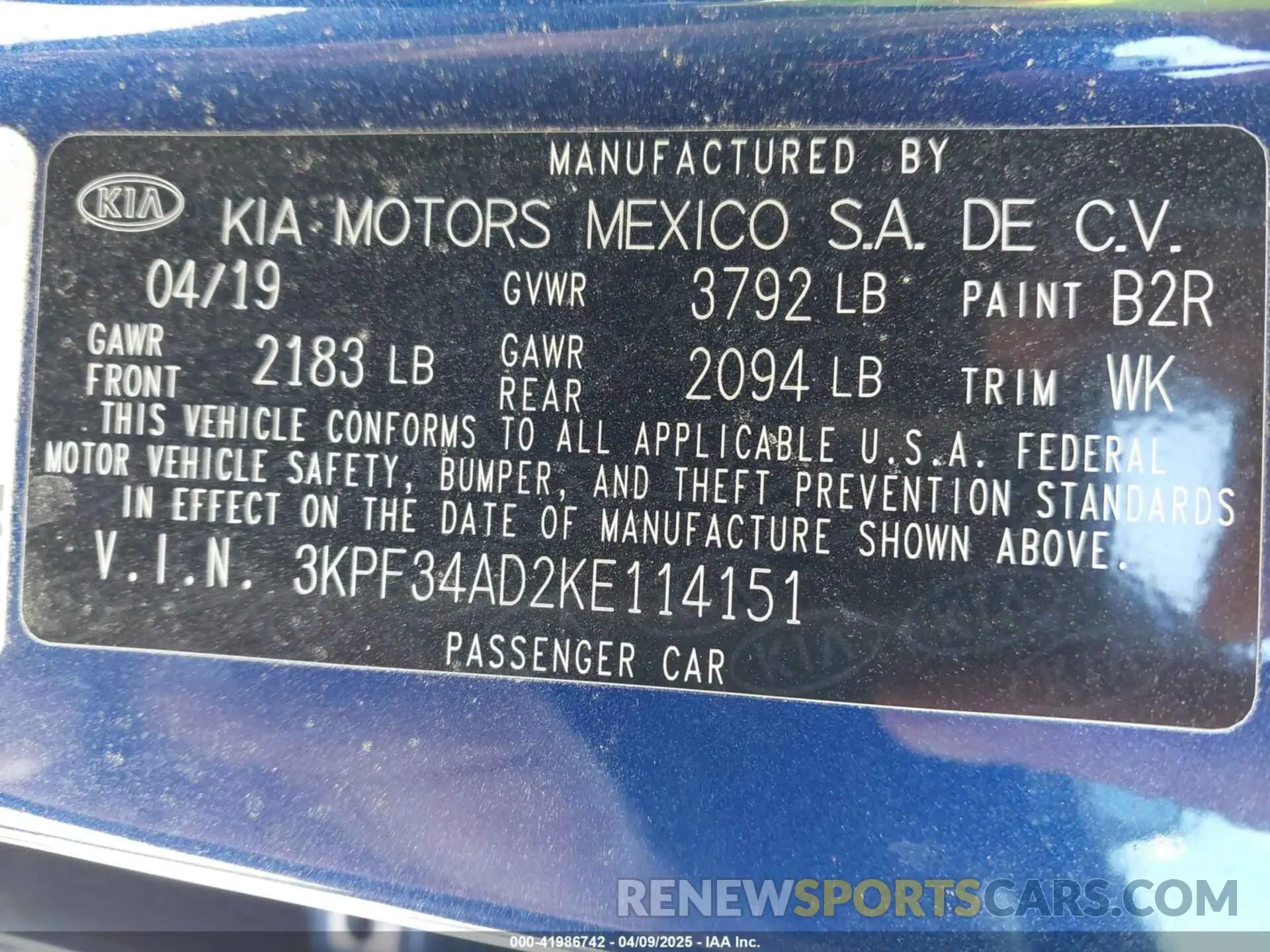 9 Photograph of a damaged car 3KPF34AD2KE114151 KIA FORTE 2019