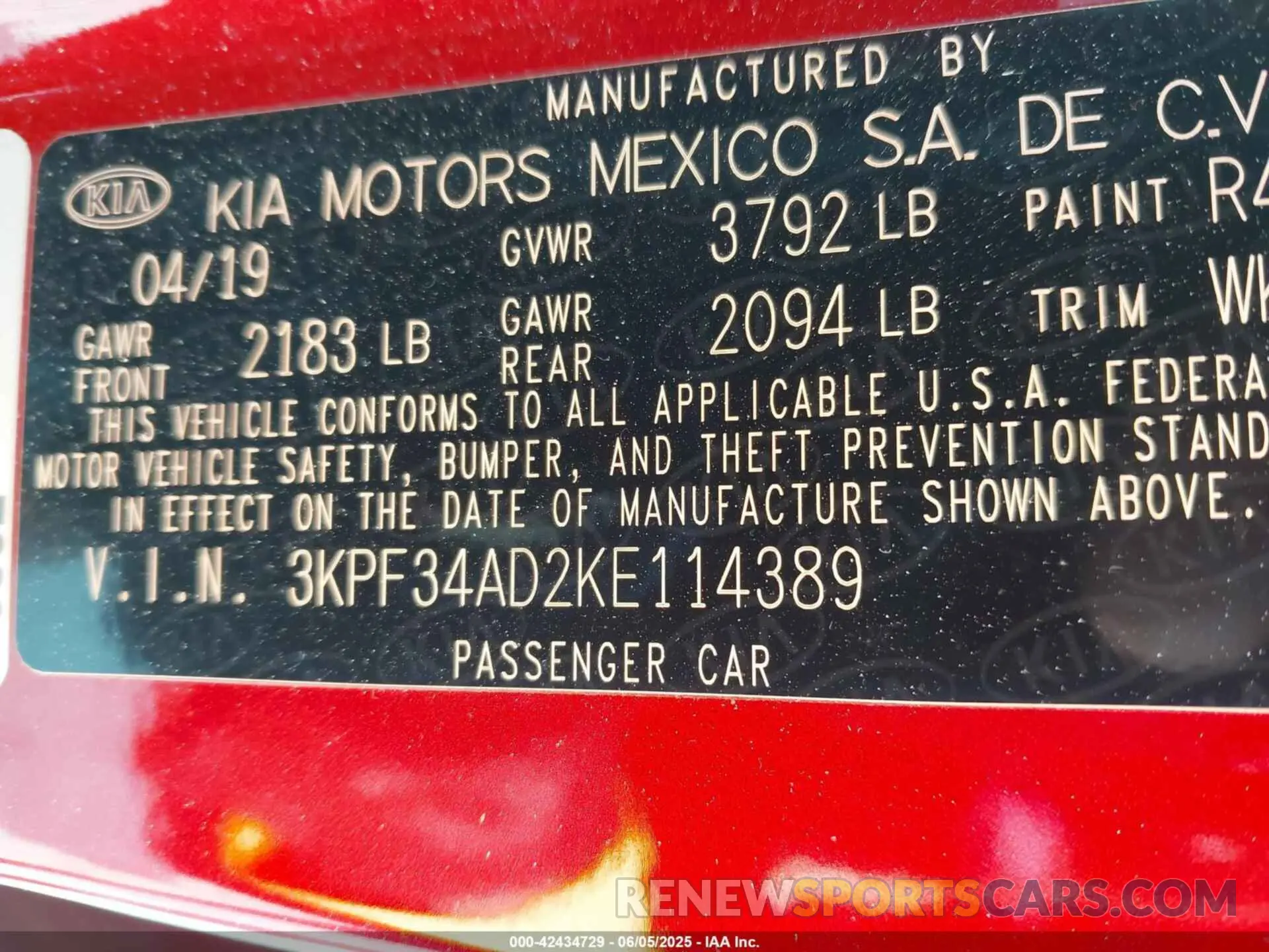 9 Photograph of a damaged car 3KPF34AD2KE114389 KIA FORTE 2019