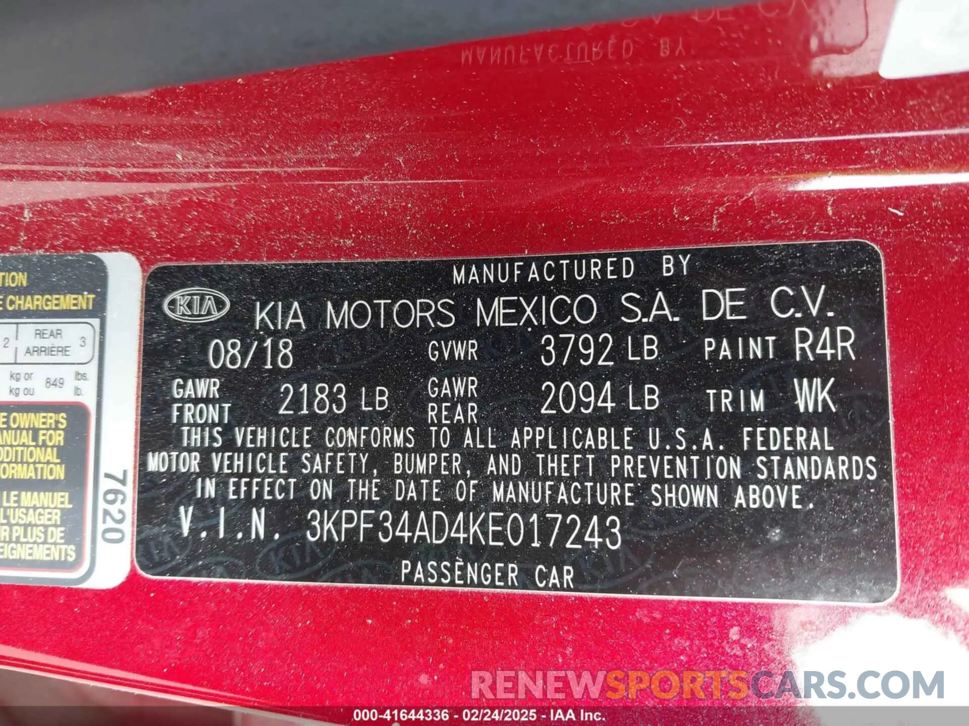 9 Photograph of a damaged car 3KPF34AD4KE017243 KIA FORTE 2019