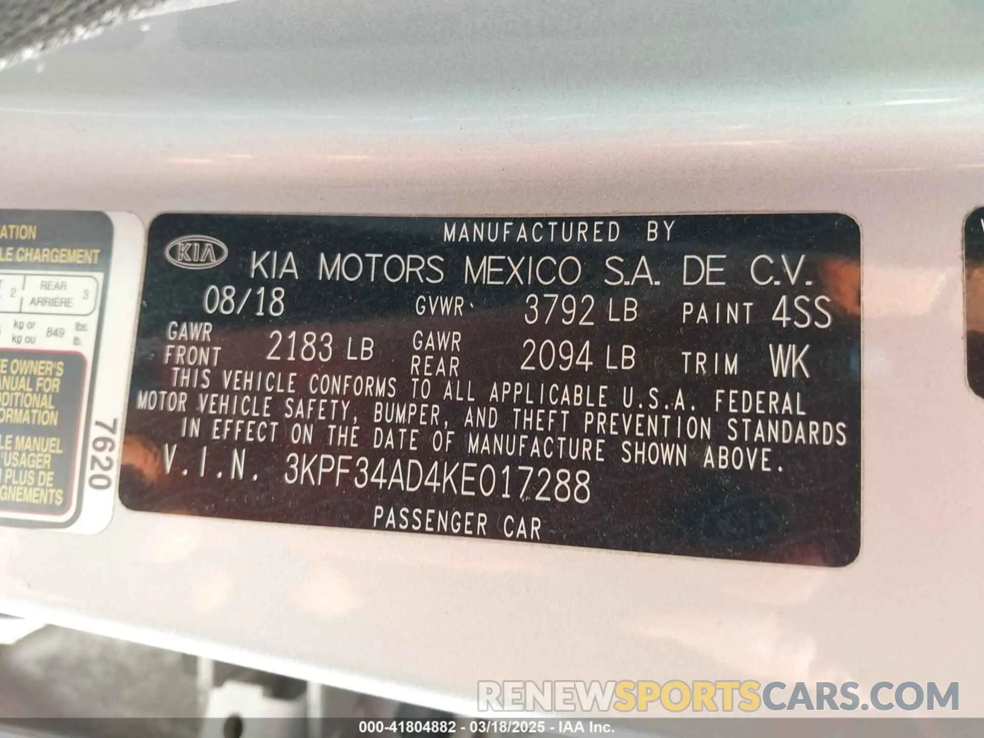9 Photograph of a damaged car 3KPF34AD4KE017288 KIA FORTE 2019