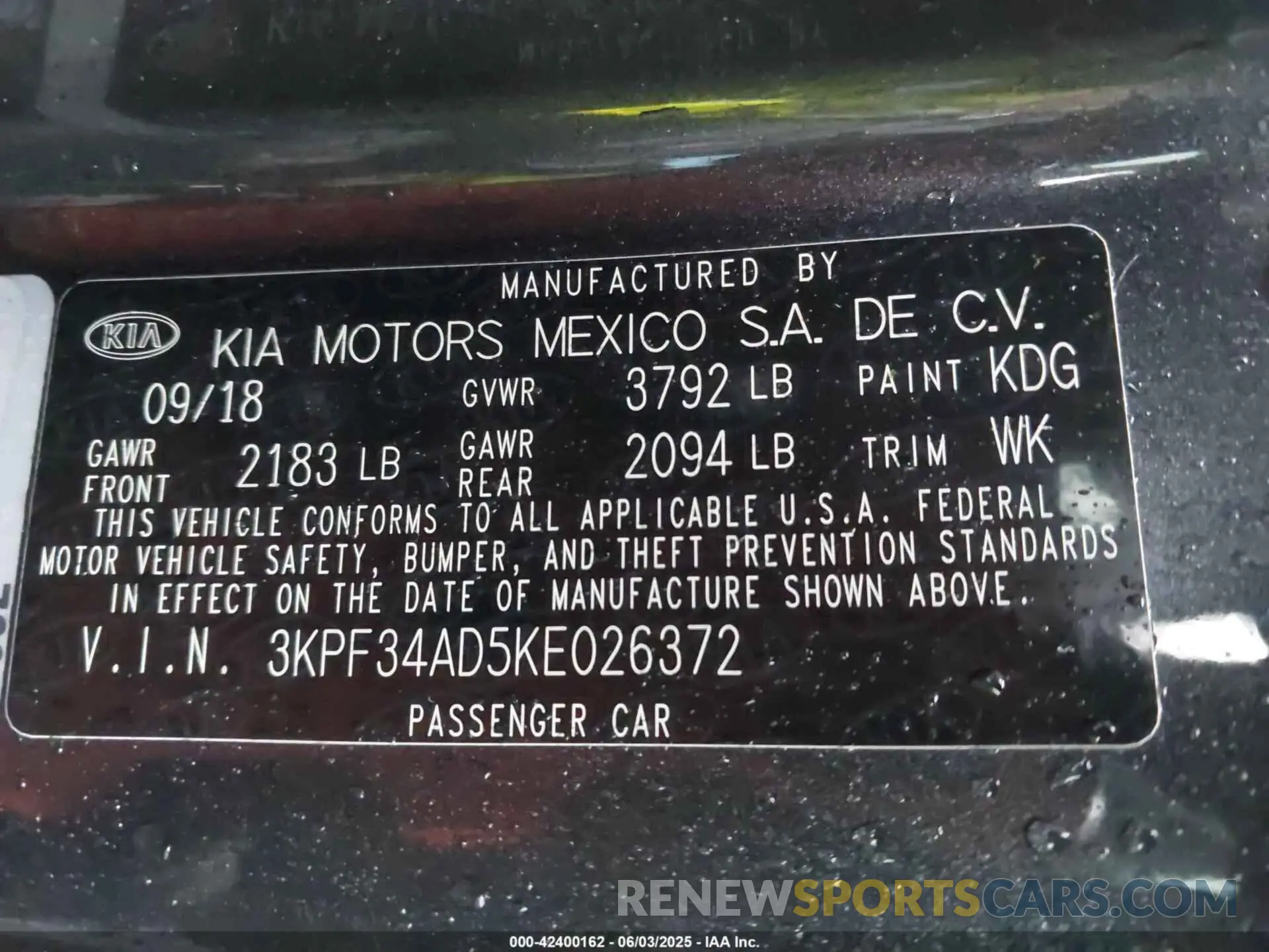 9 Photograph of a damaged car 3KPF34AD5KE026372 KIA FORTE 2019