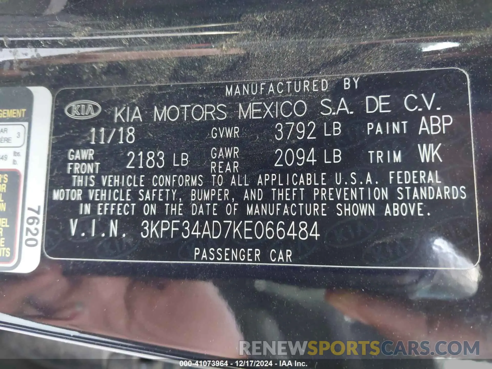 9 Photograph of a damaged car 3KPF34AD7KE066484 KIA FORTE 2019