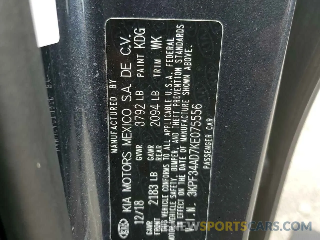 12 Photograph of a damaged car 3KPF34AD7KE075556 KIA FORTE 2019