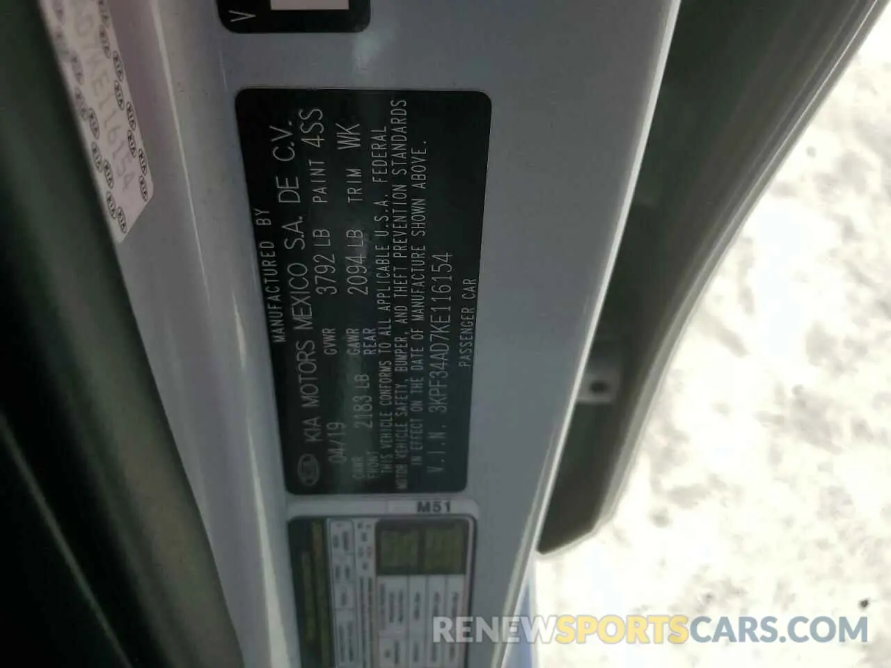 12 Photograph of a damaged car 3KPF34AD7KE116154 KIA FORTE 2019