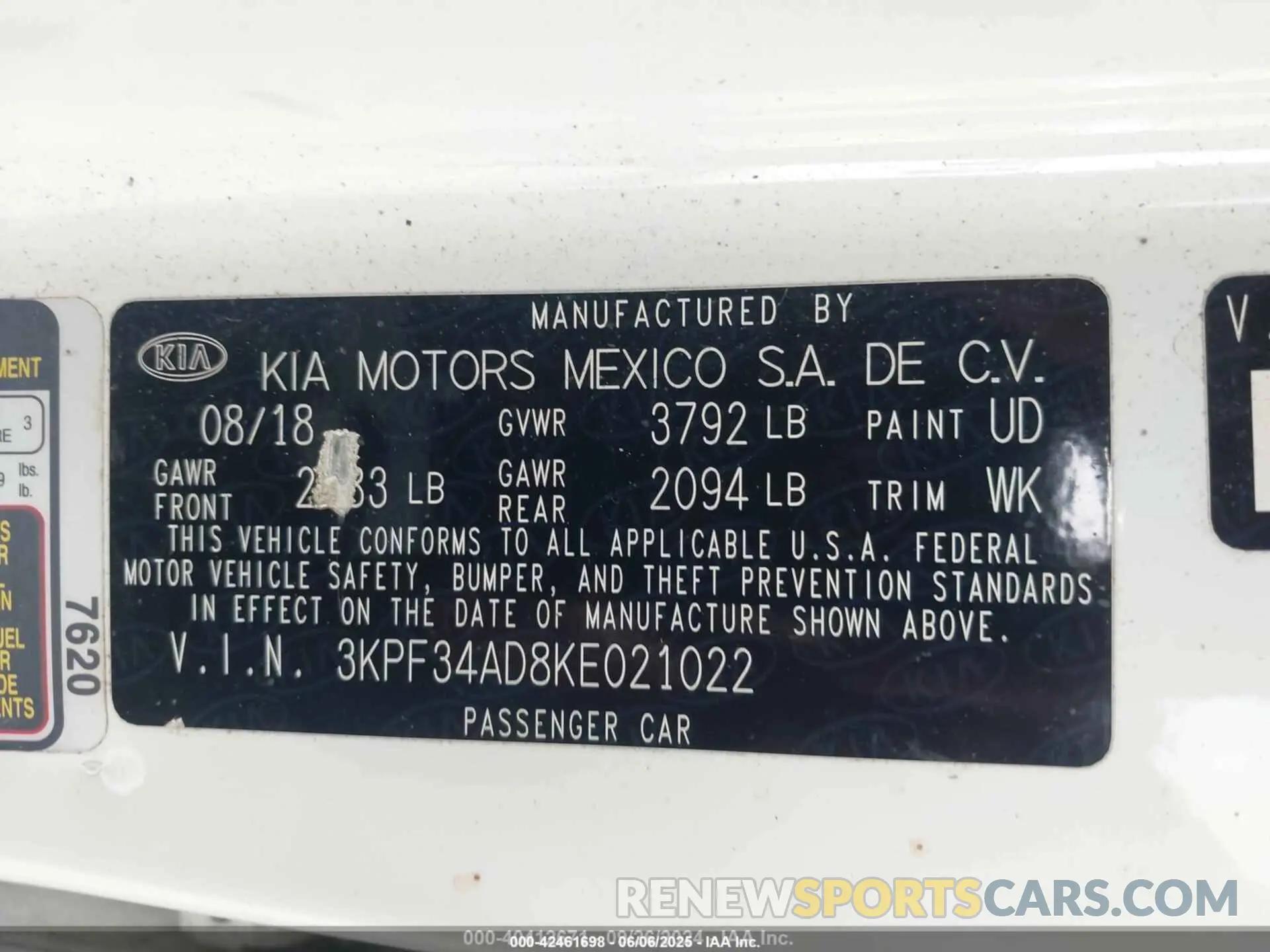 9 Photograph of a damaged car 3KPF34AD8KE021022 KIA FORTE 2019
