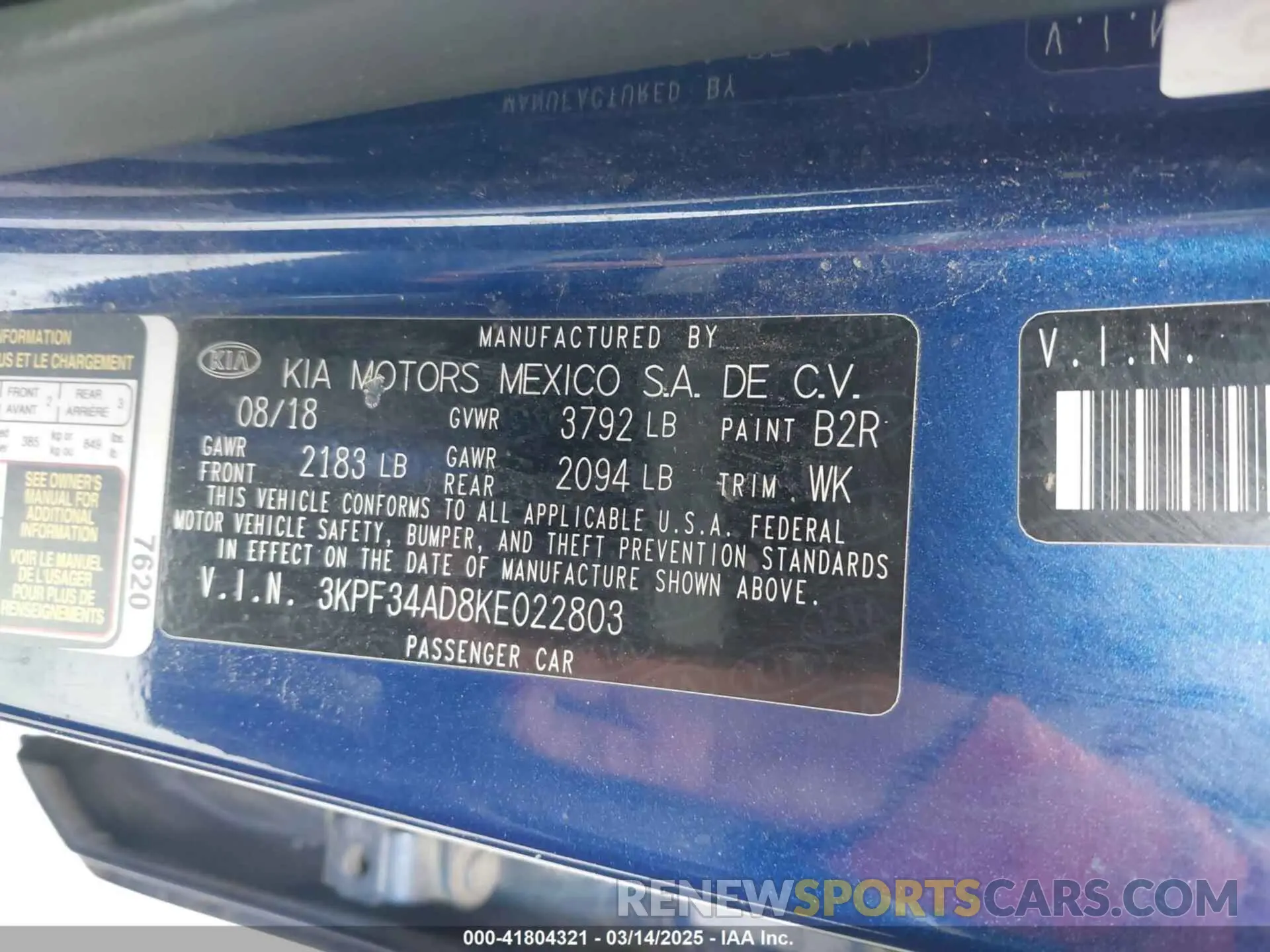 9 Photograph of a damaged car 3KPF34AD8KE022803 KIA FORTE 2019