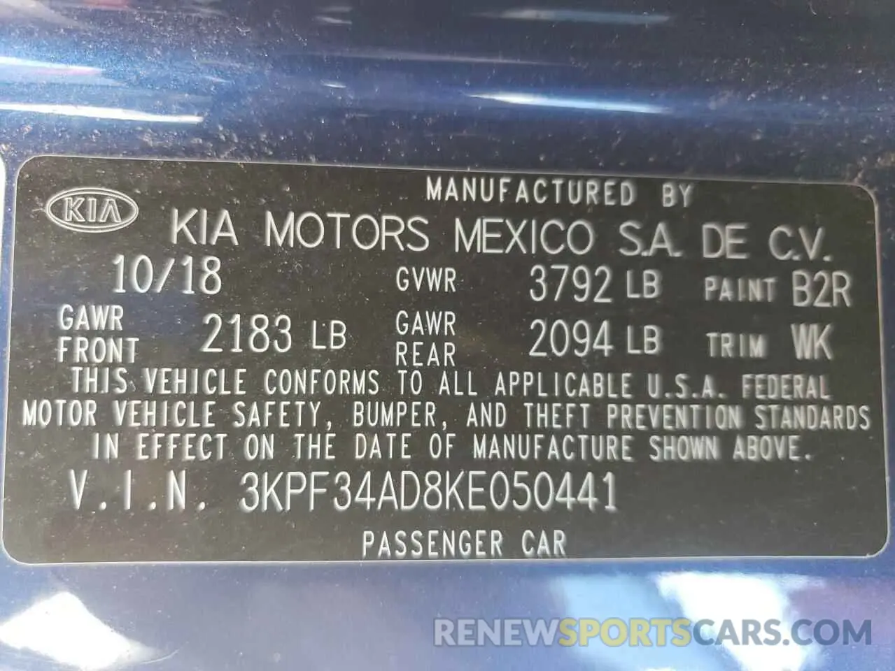 14 Photograph of a damaged car 3KPF34AD8KE050441 KIA FORTE 2019