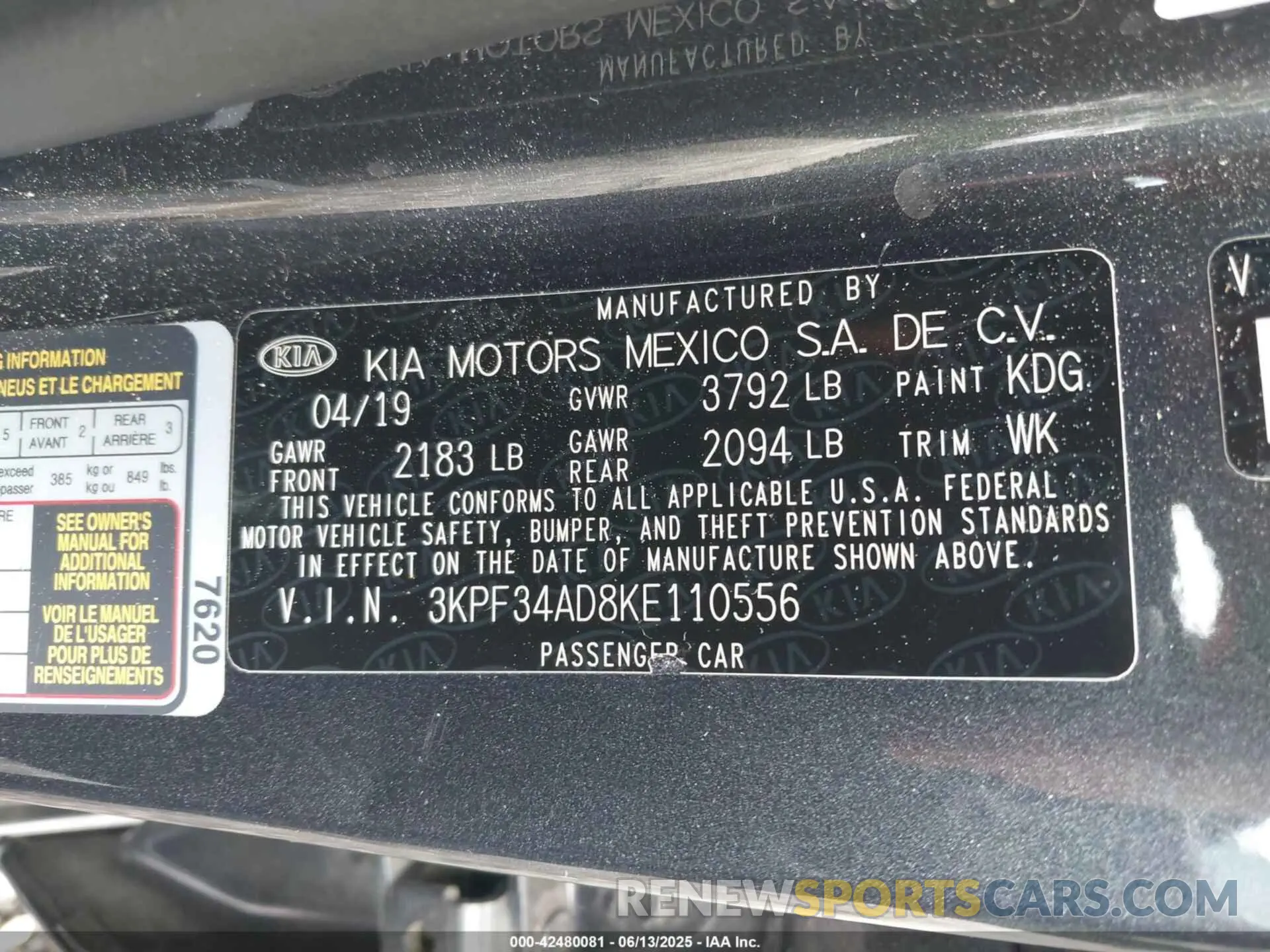 9 Photograph of a damaged car 3KPF34AD8KE110556 KIA FORTE 2019