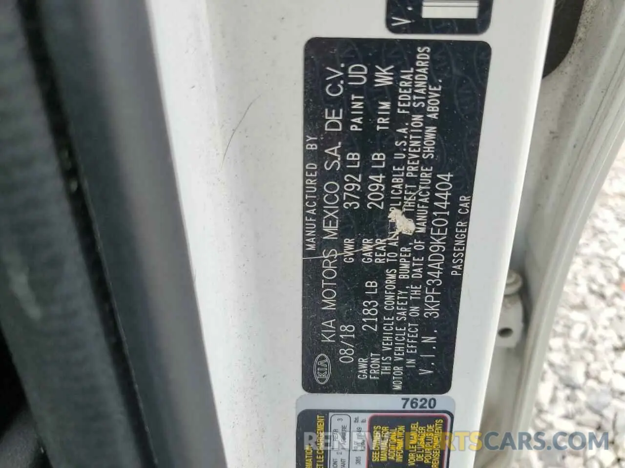 12 Photograph of a damaged car 3KPF34AD9KE014404 KIA FORTE 2019