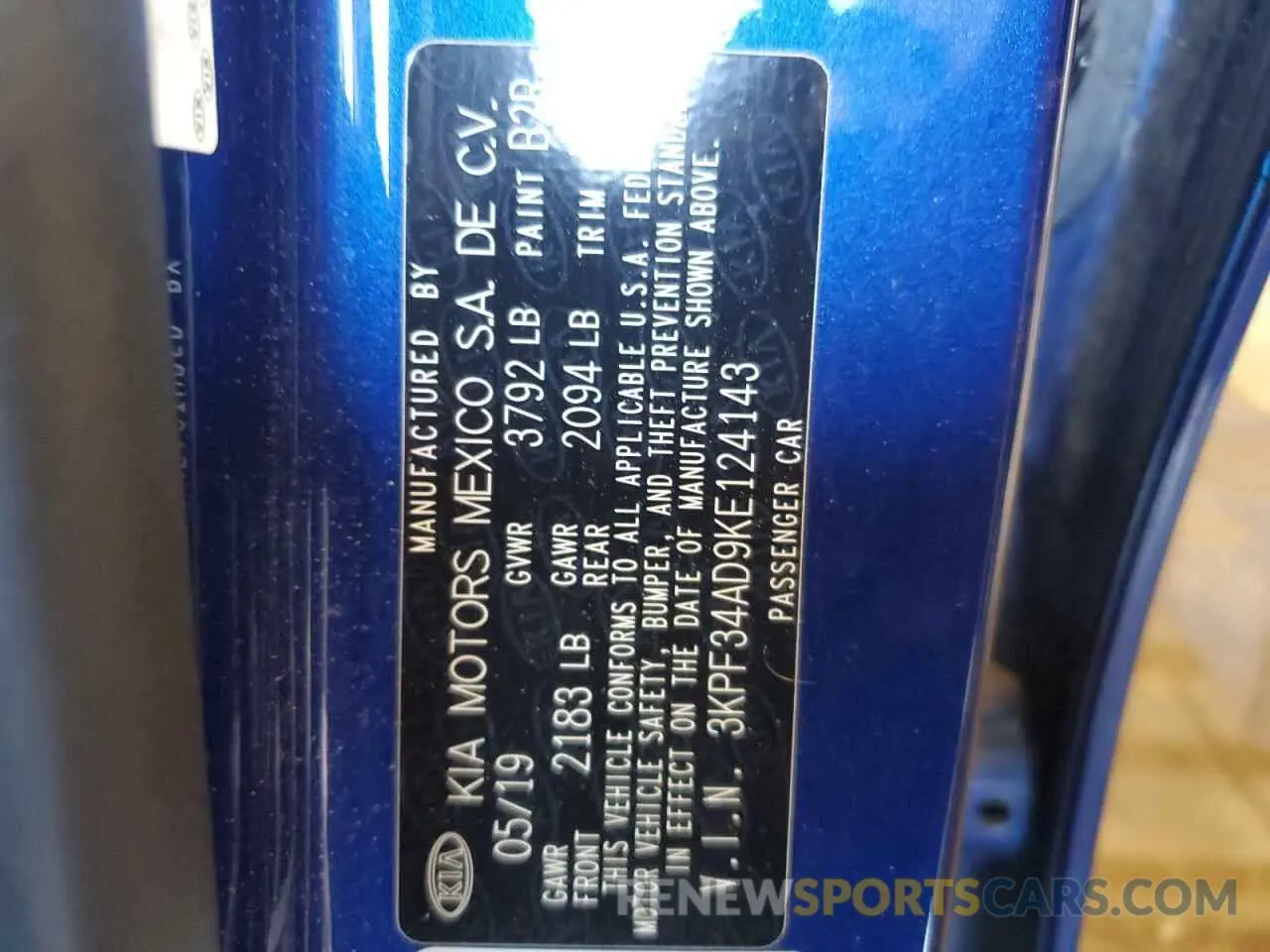 12 Photograph of a damaged car 3KPF34AD9KE124143 KIA FORTE 2019