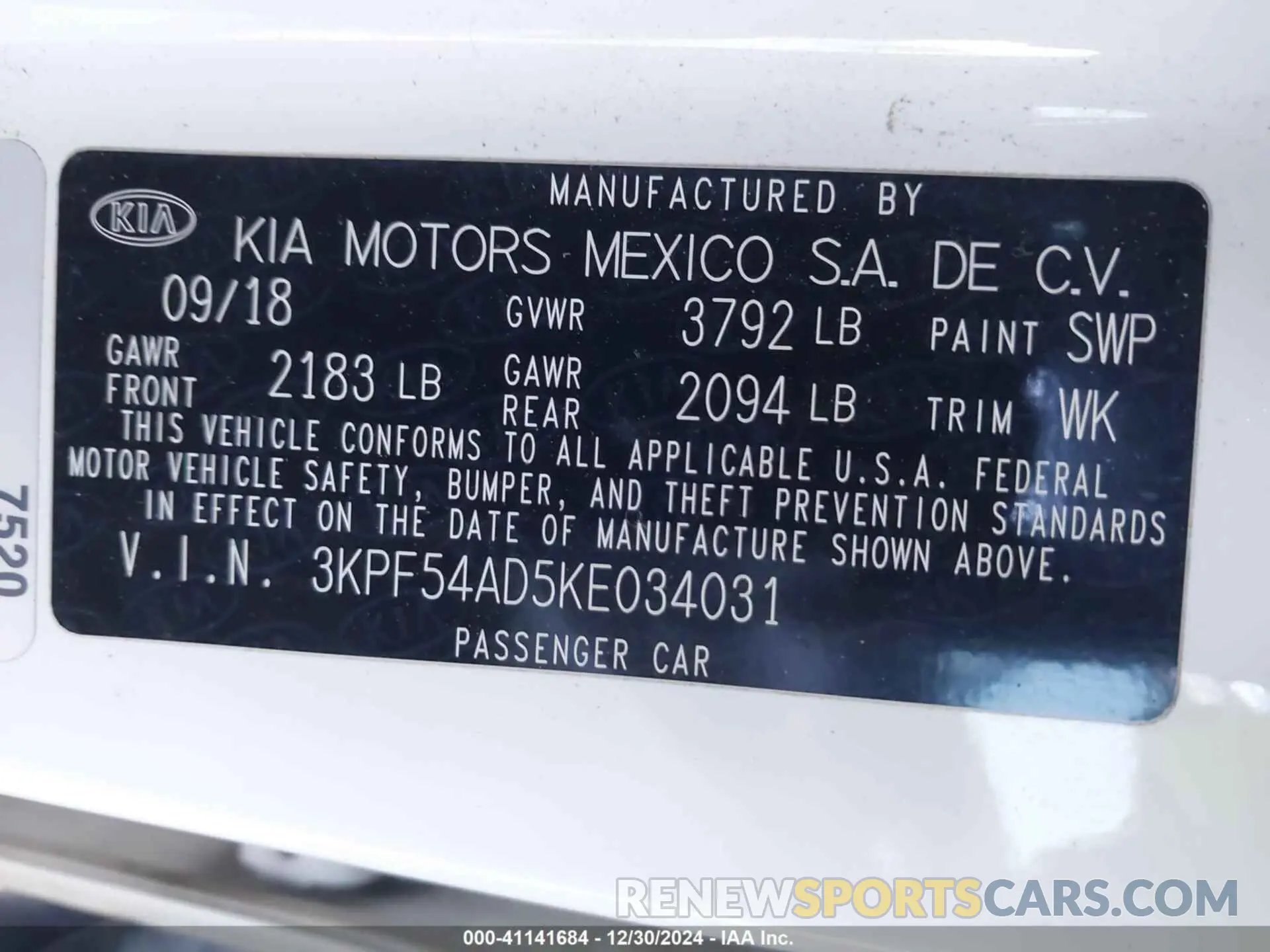 9 Photograph of a damaged car 3KPF54AD5KE034031 KIA FORTE 2019