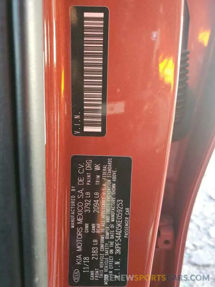 12 Photograph of a damaged car 3KPF54AD5KE059253 KIA FORTE 2019